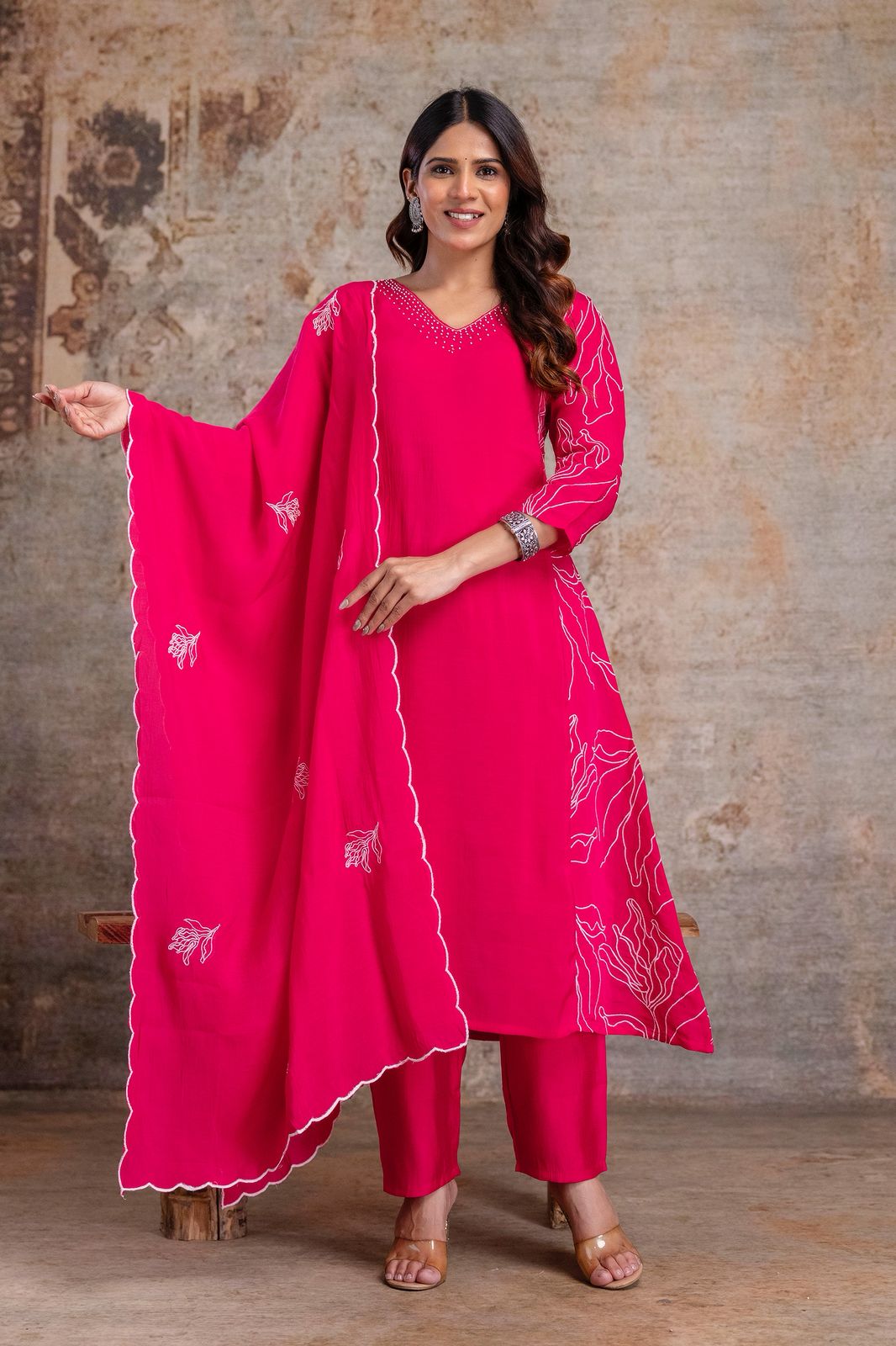 Mul Chanderi Aline 3pcs suit