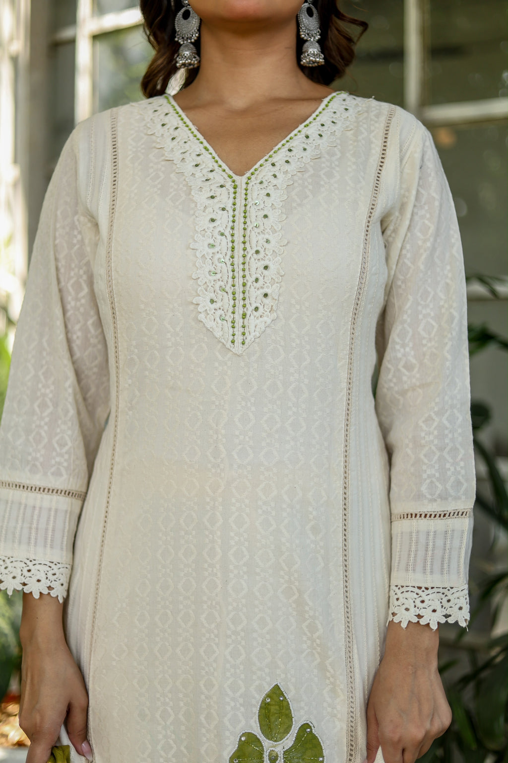 Premium cotton straight suit with malmal lining, straight cotton pants and embroidered dupatta