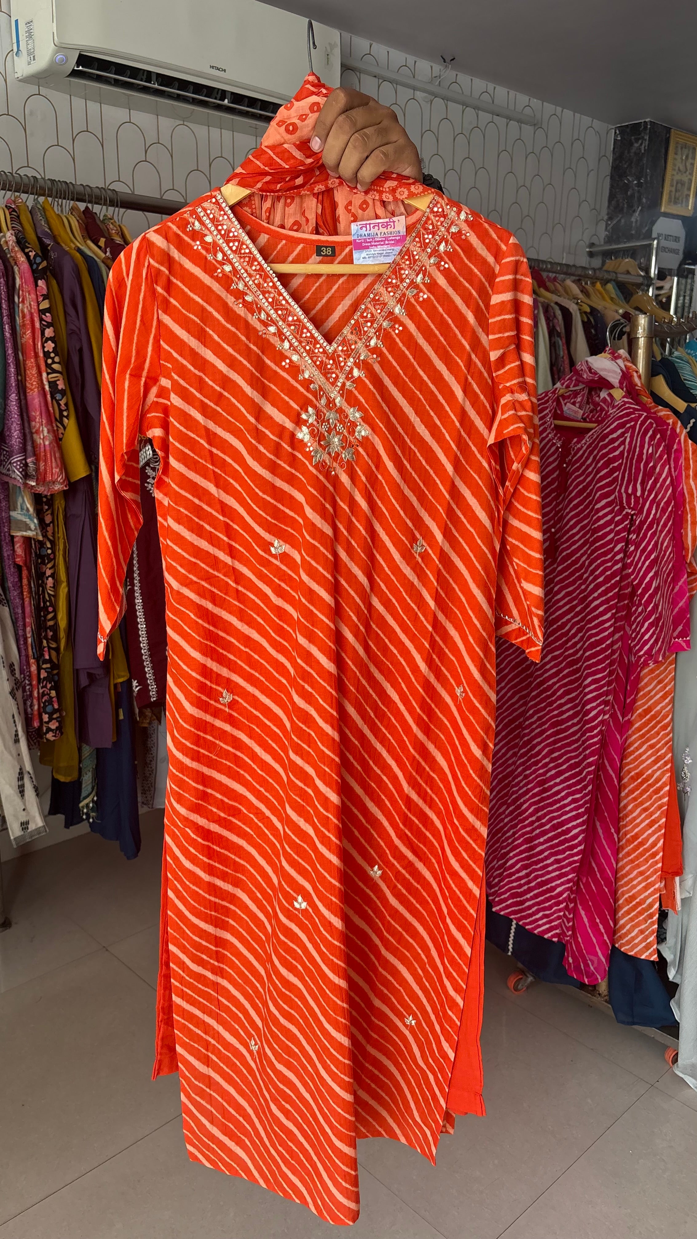 Pure Cotton Leheriya 3pcs suit
