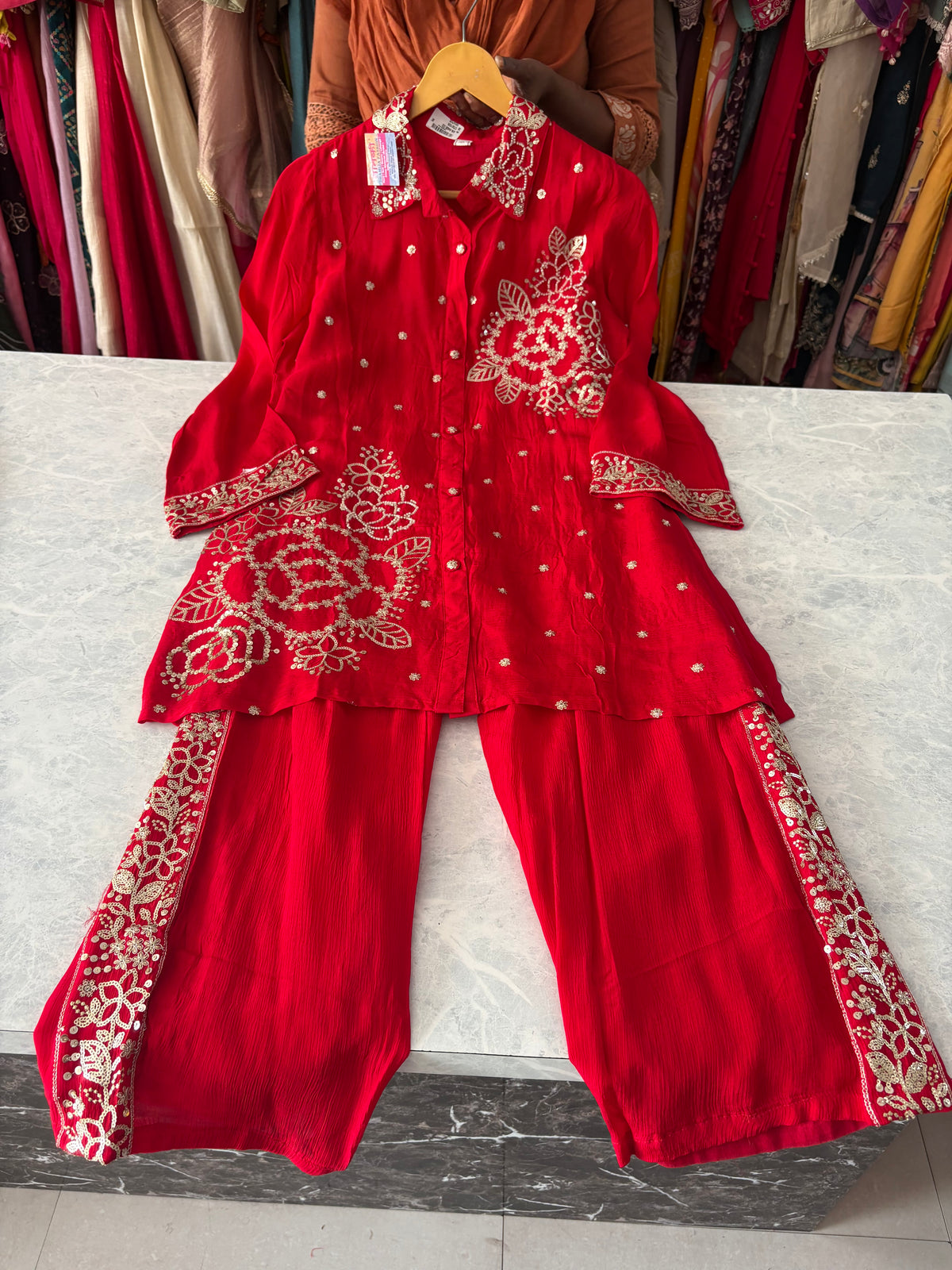 Pure Chinon Designer Cord Sets For Karwachauth