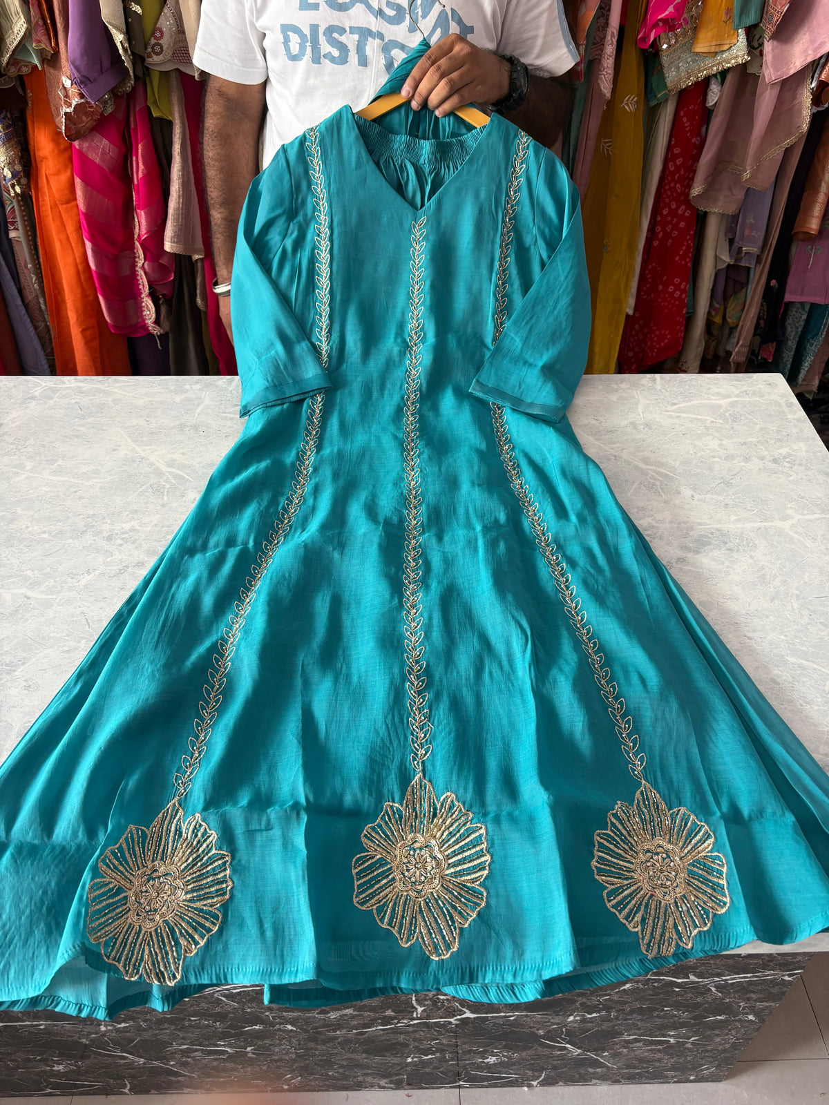 Mal Chanderi Aline Party Wear Suits