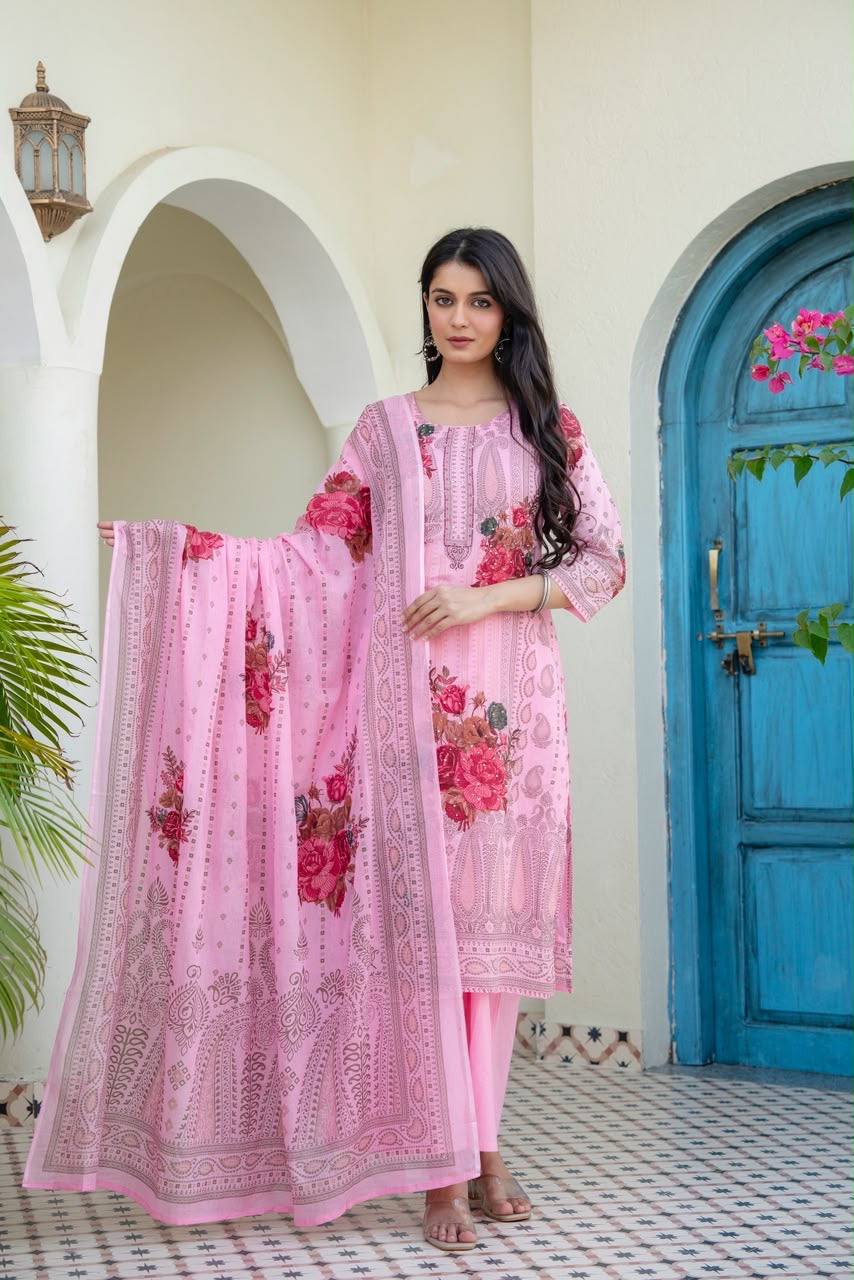 Pure Mal Cotton Stitched Plazzo Suits