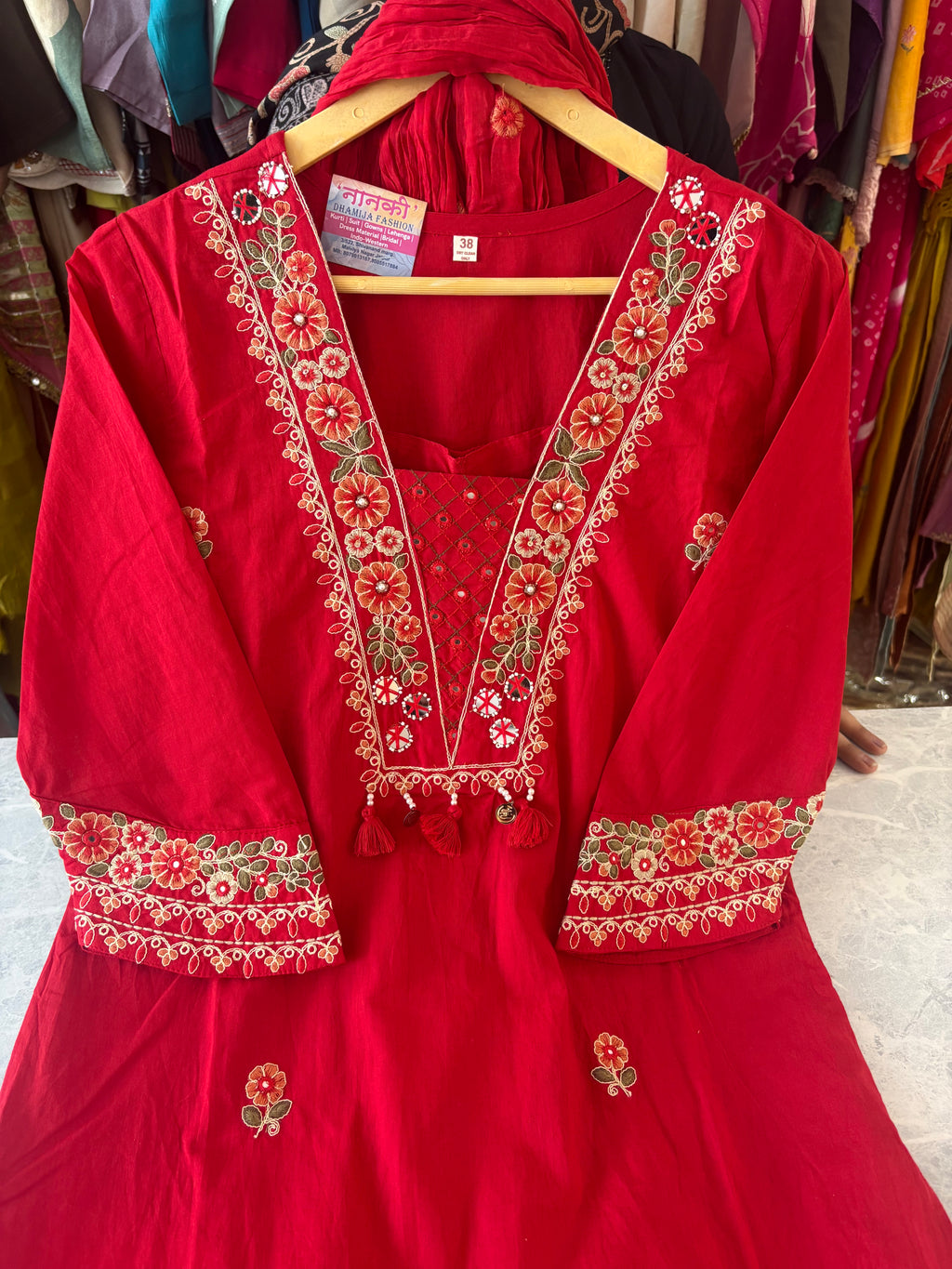 Pure Cotton Stitched Suits With Beautiful Embroidery Work