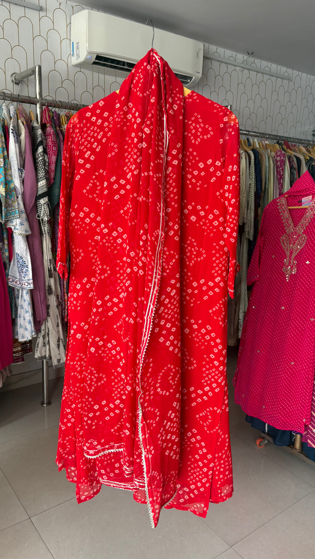 Pure Georgette Bhandej 3pcs suit