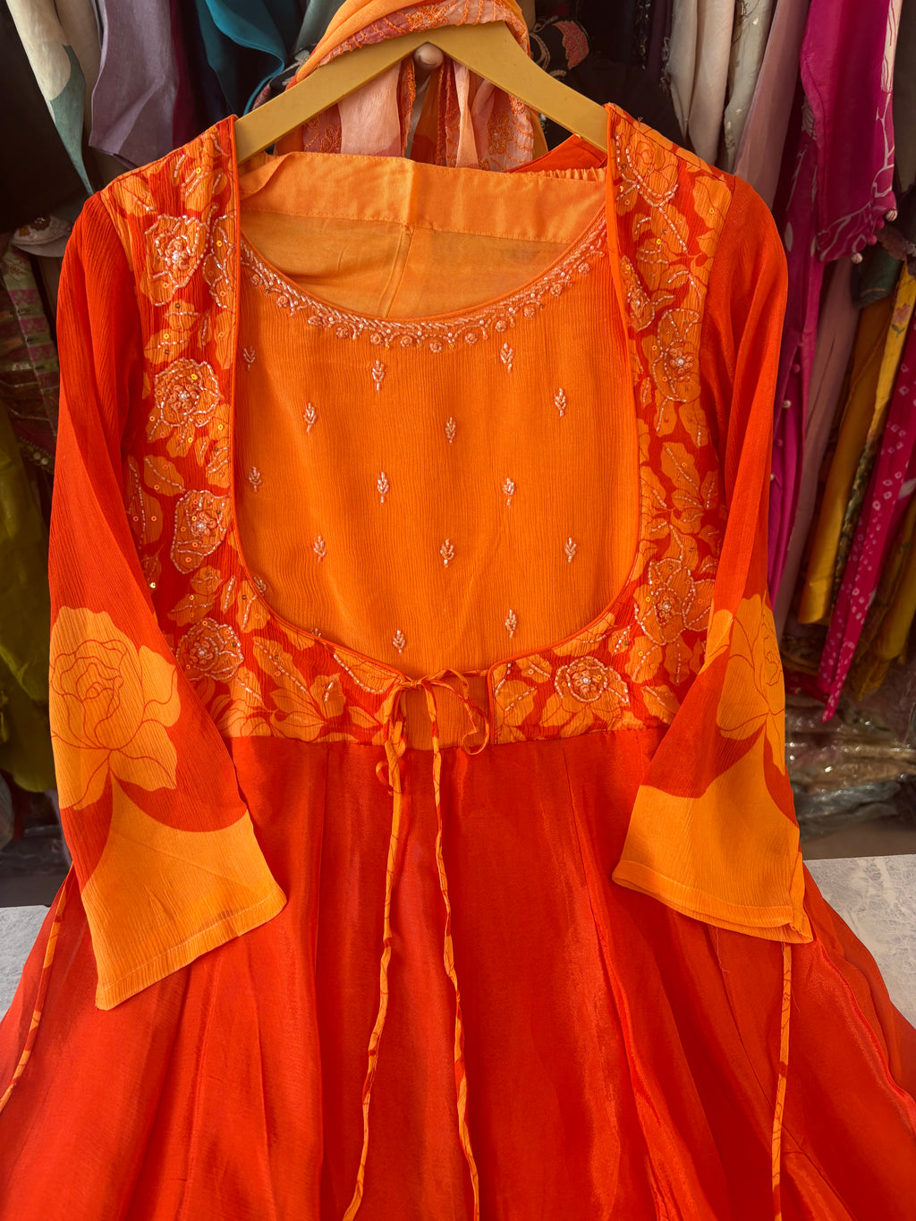 Pure Chinon Heavy Anarkali Suits With Handwork Detailing