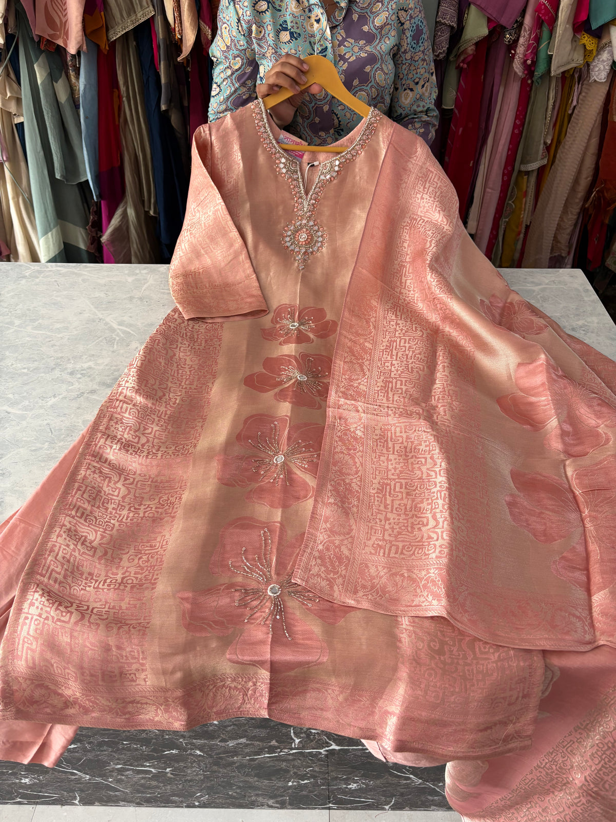 Giraffe Fabric Banarsi Suits With Straight Pants