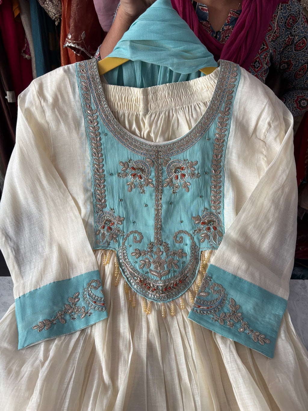 Mal Chanderi Stitched Anarkali Suits