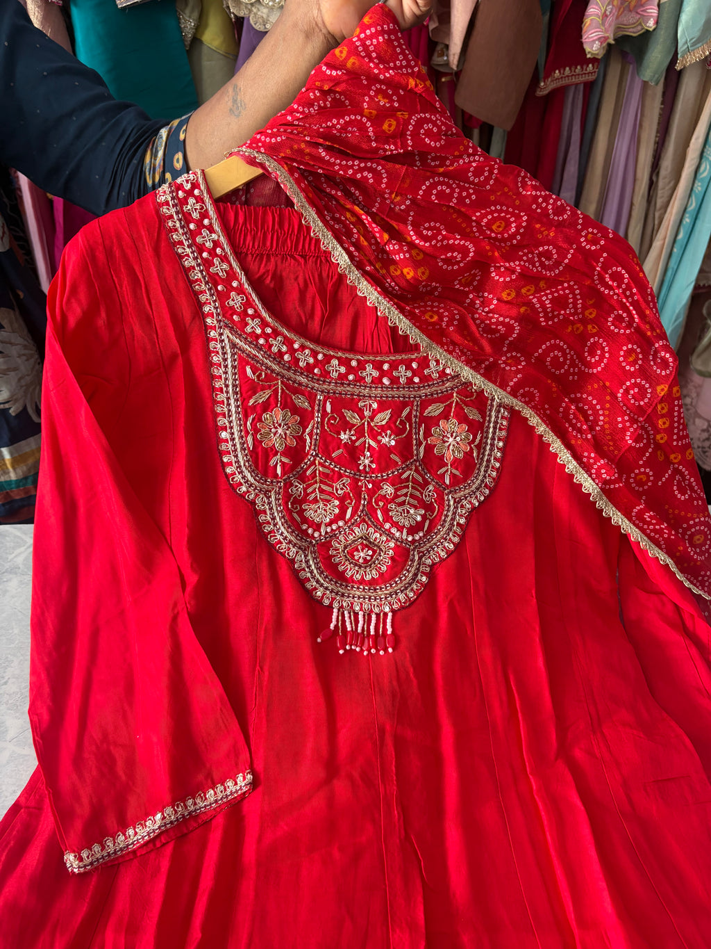 Pure Dola Silk Handwork Anarkali Suits