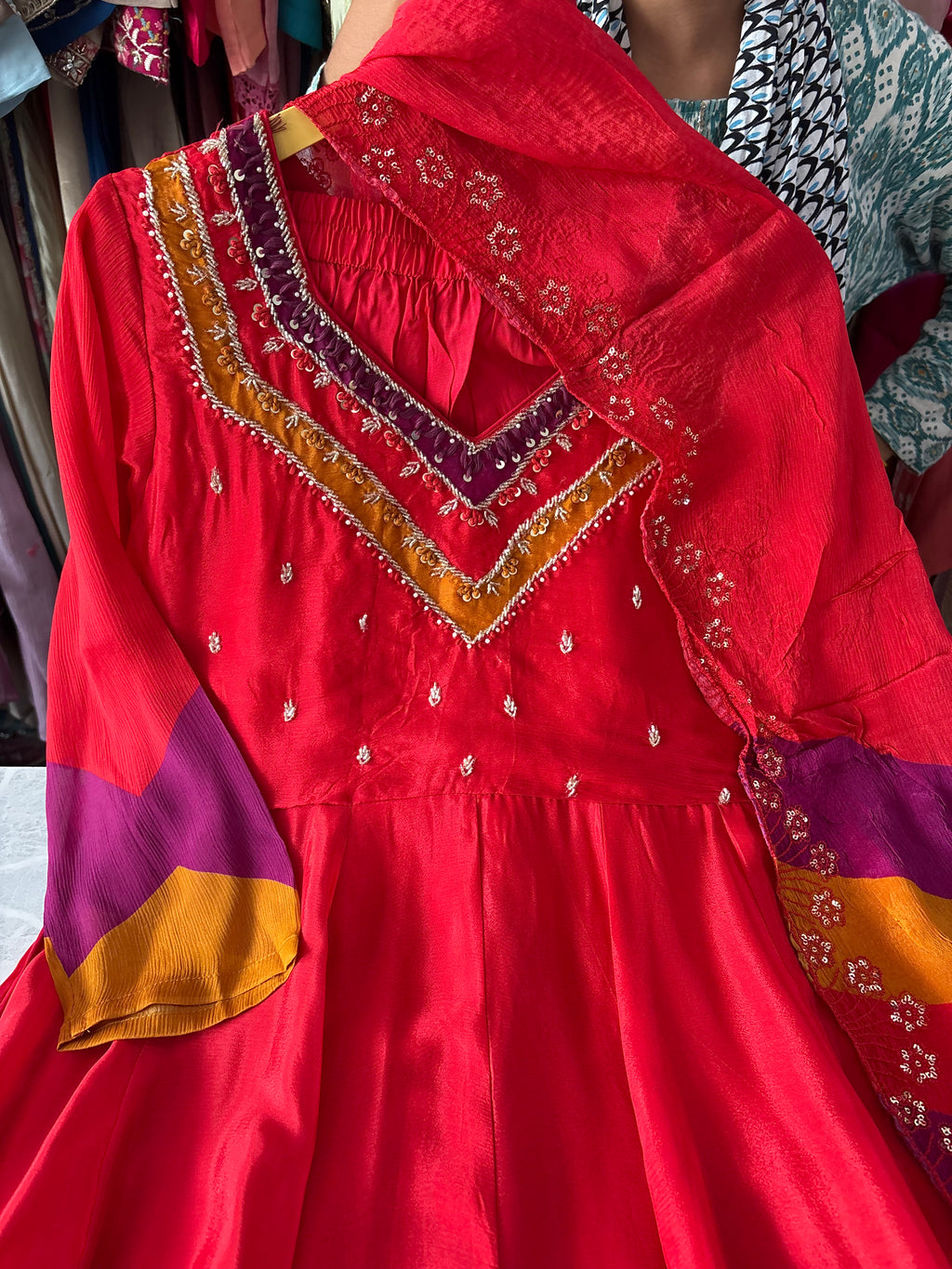 Pure Chinon Designer Handwork Anarkali Suits