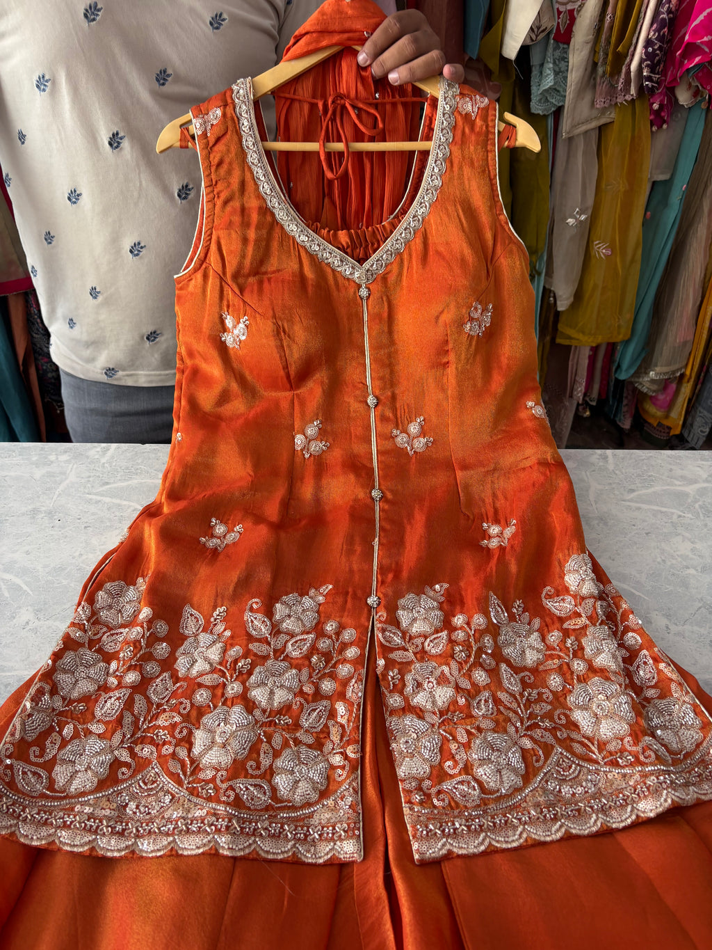 Shimmer Silk Handwork Plazzo Suits