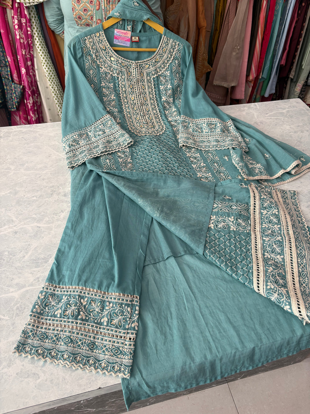 Cotton Dobhi Heavy Embroidery Suits With Dupatta