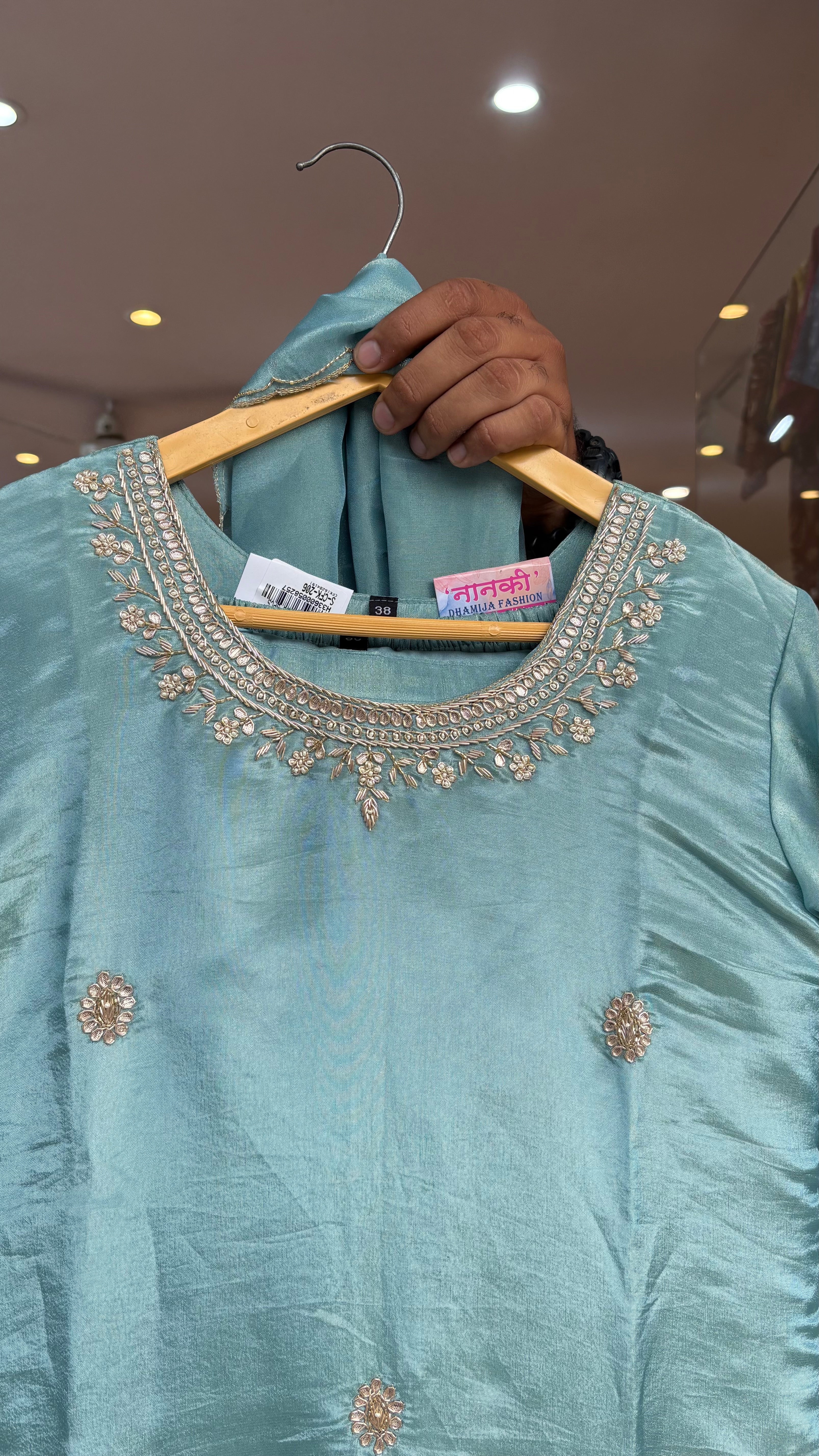 Shimmer Silk Plazzo Suit