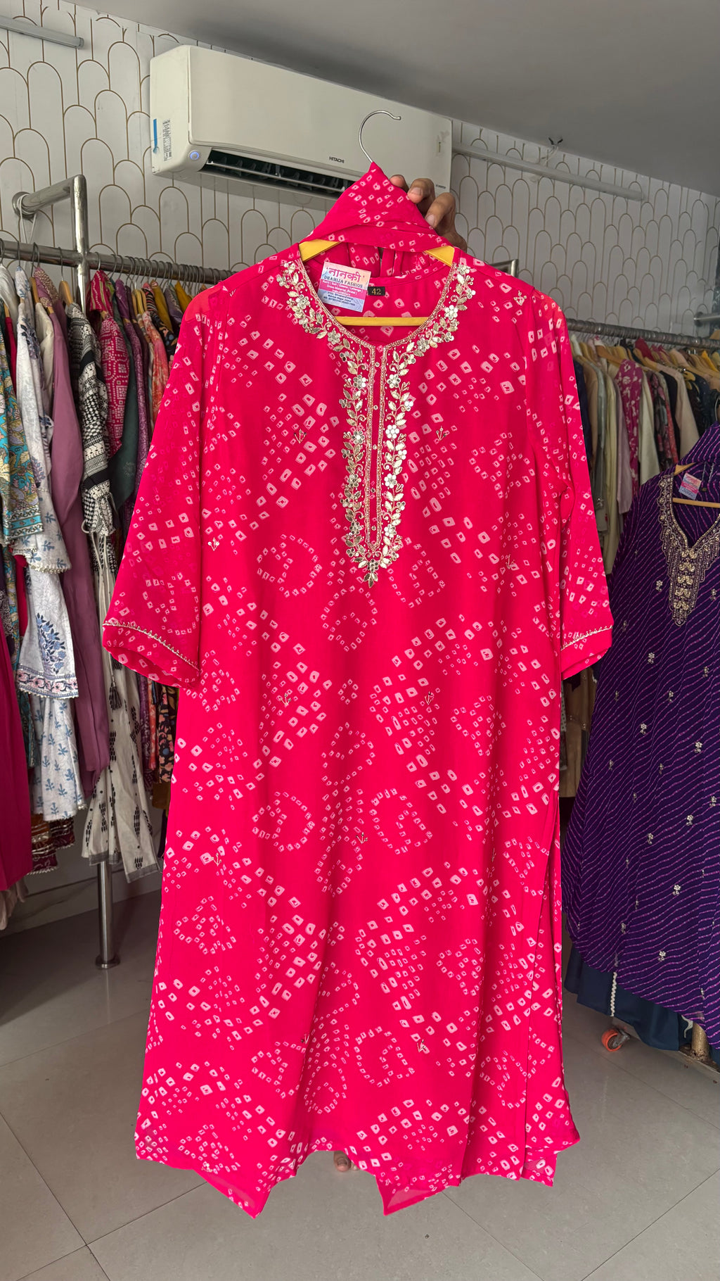 Pure Georgette Bhandej 3pcs suit