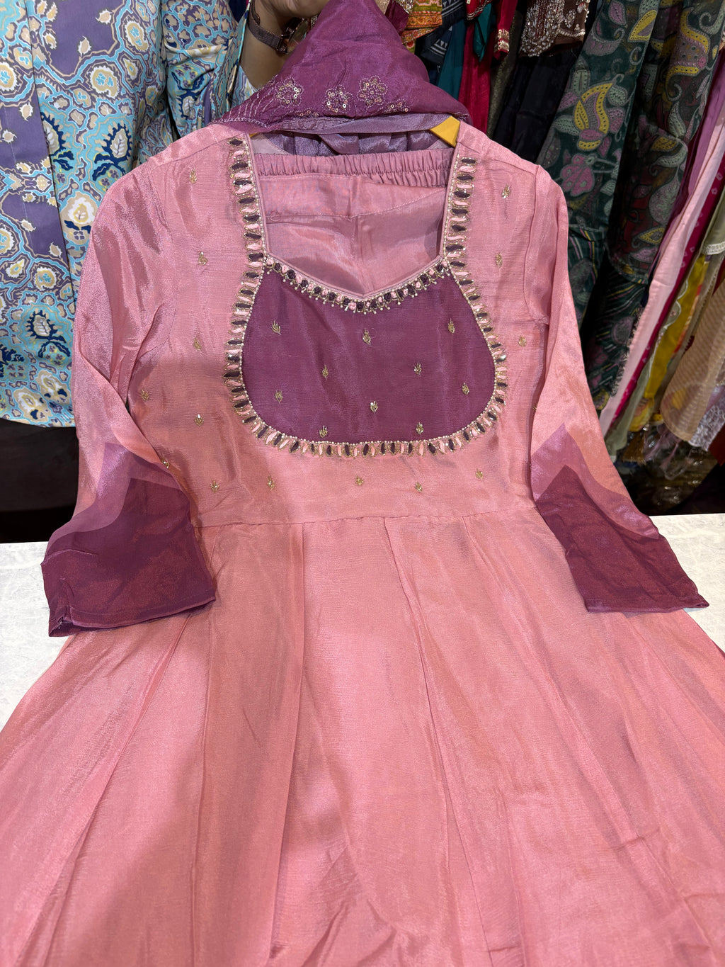 Pure Chinon Designer Handwork Anarkali Suits