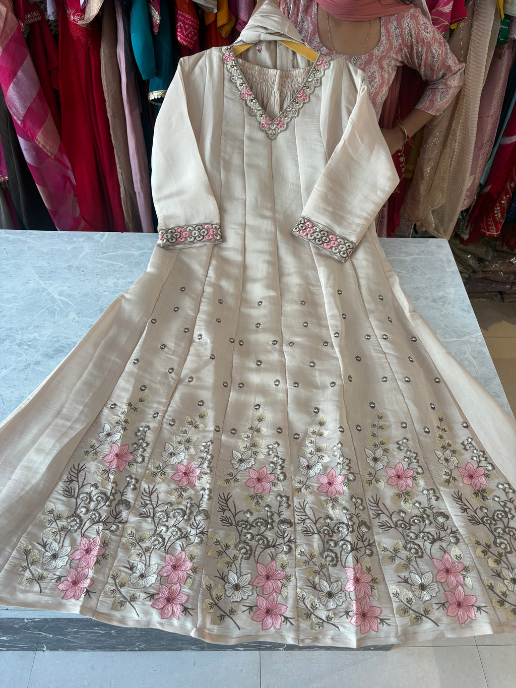 Mal Chanderi Stitched Aline Suits