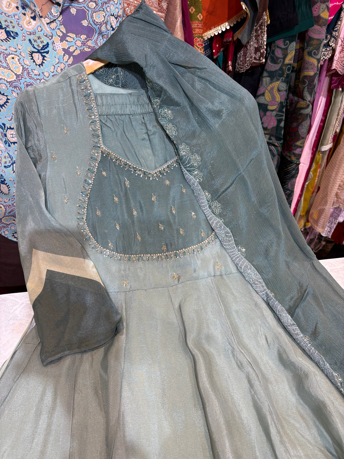 Pure Chinon Designer Handwork Anarkali Suits