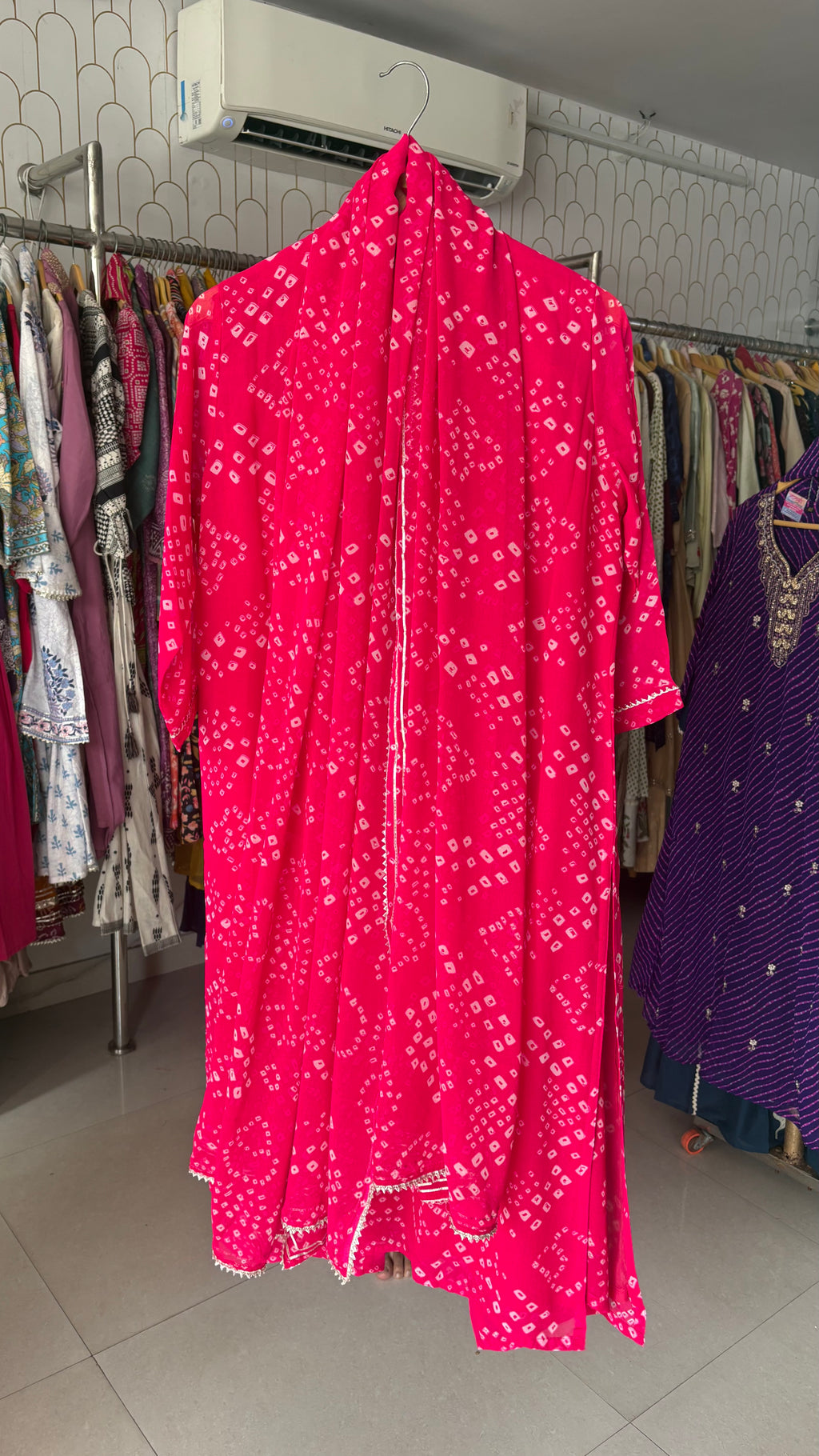 Pure Georgette Bhandej 3pcs suit