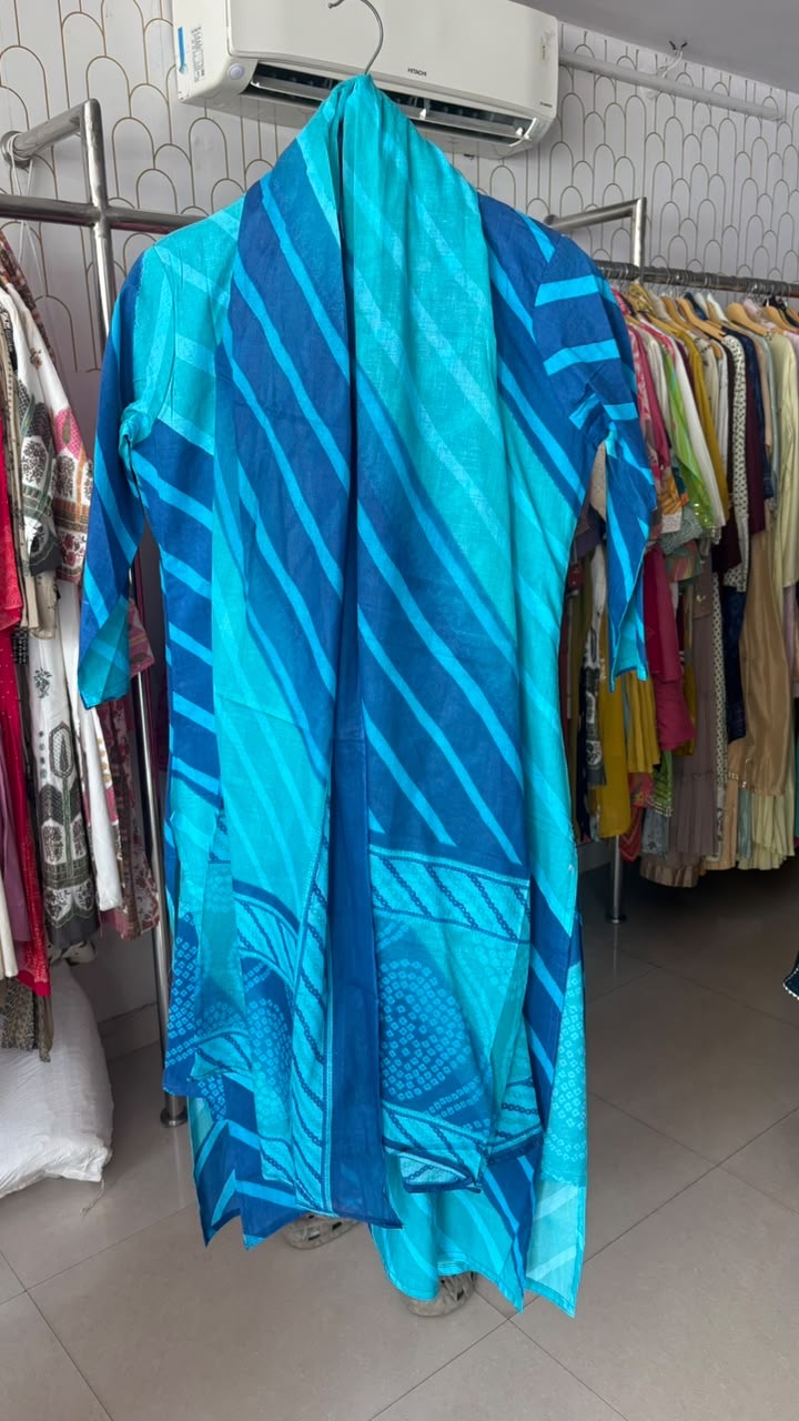 Pure Cotton Leheriya 3pcs suit