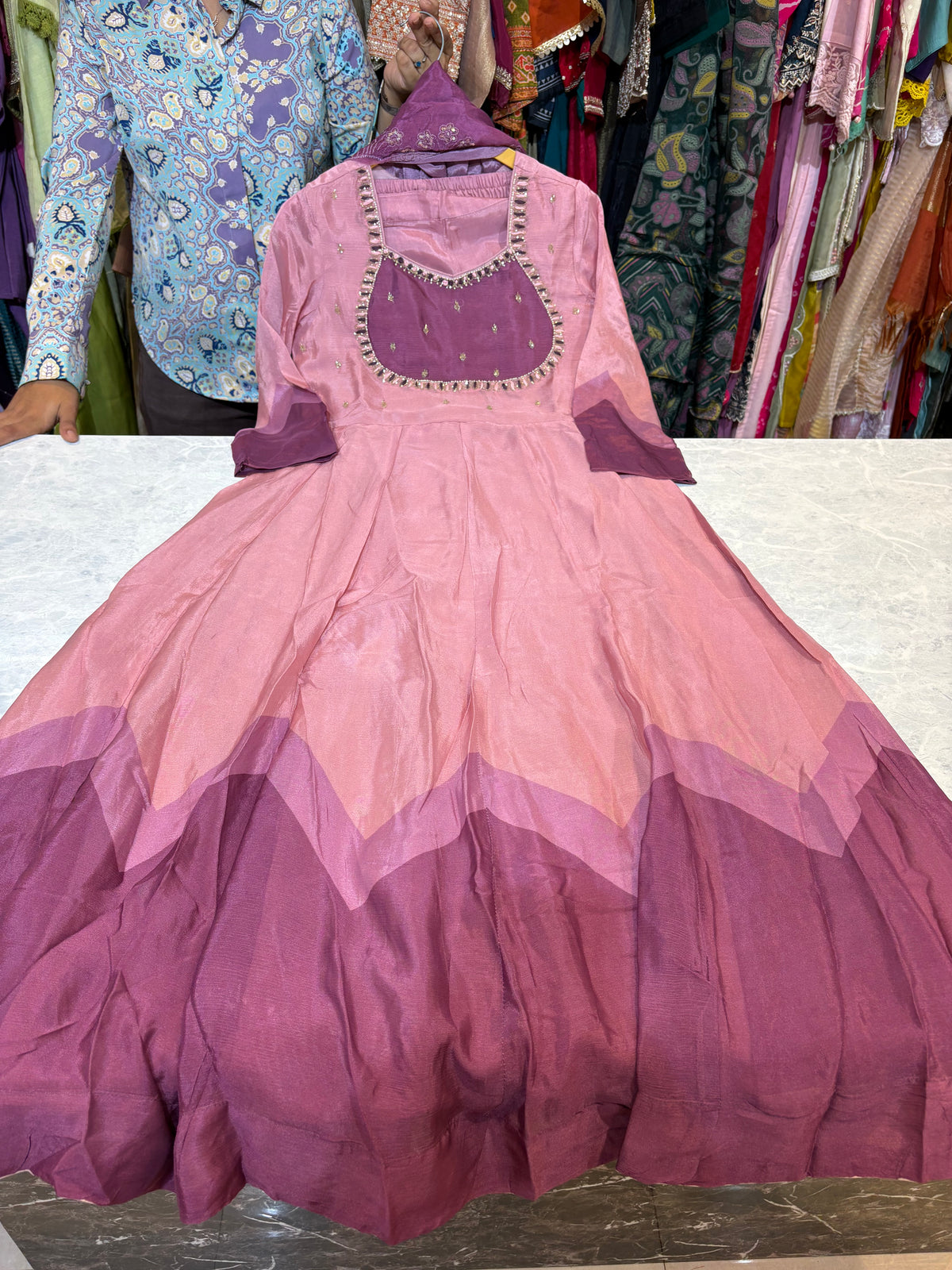 Pure Chinon Designer Handwork Anarkali Suits