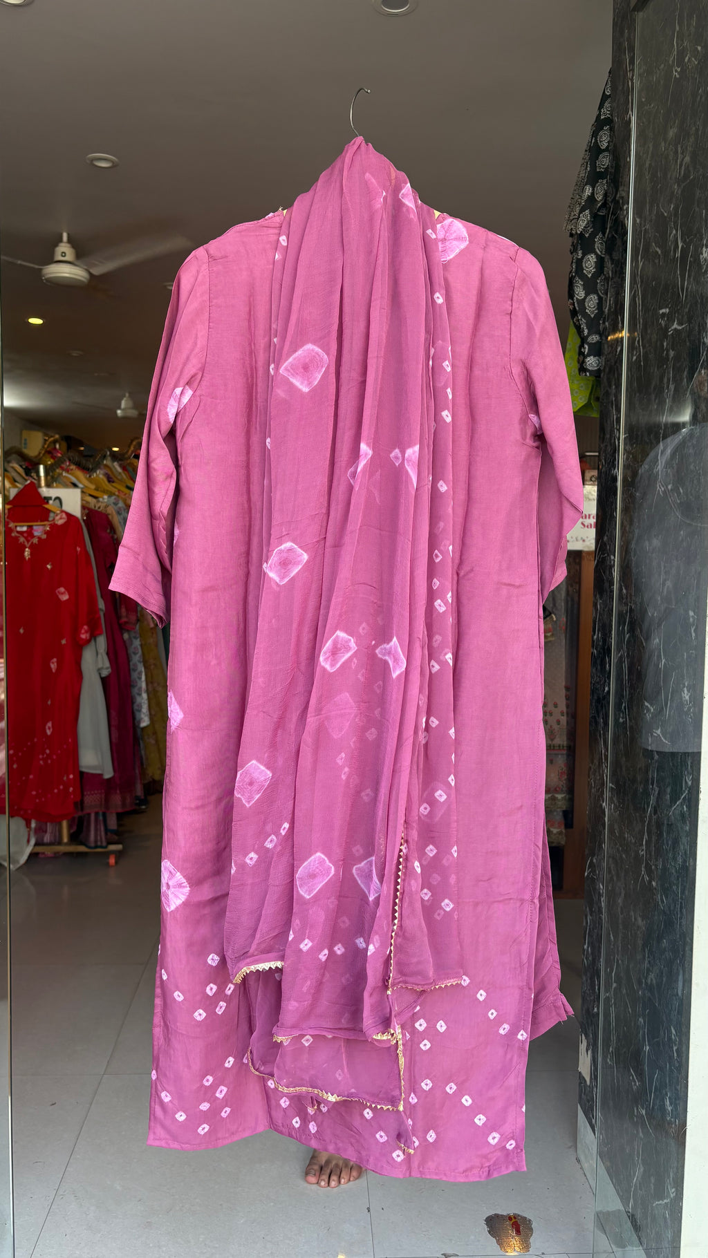 Pure Dola Silk Bhandej 3pcs suit