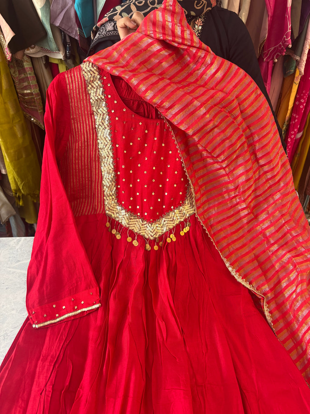 Pure Dola Silk Handwork Suits For Karwachauth
