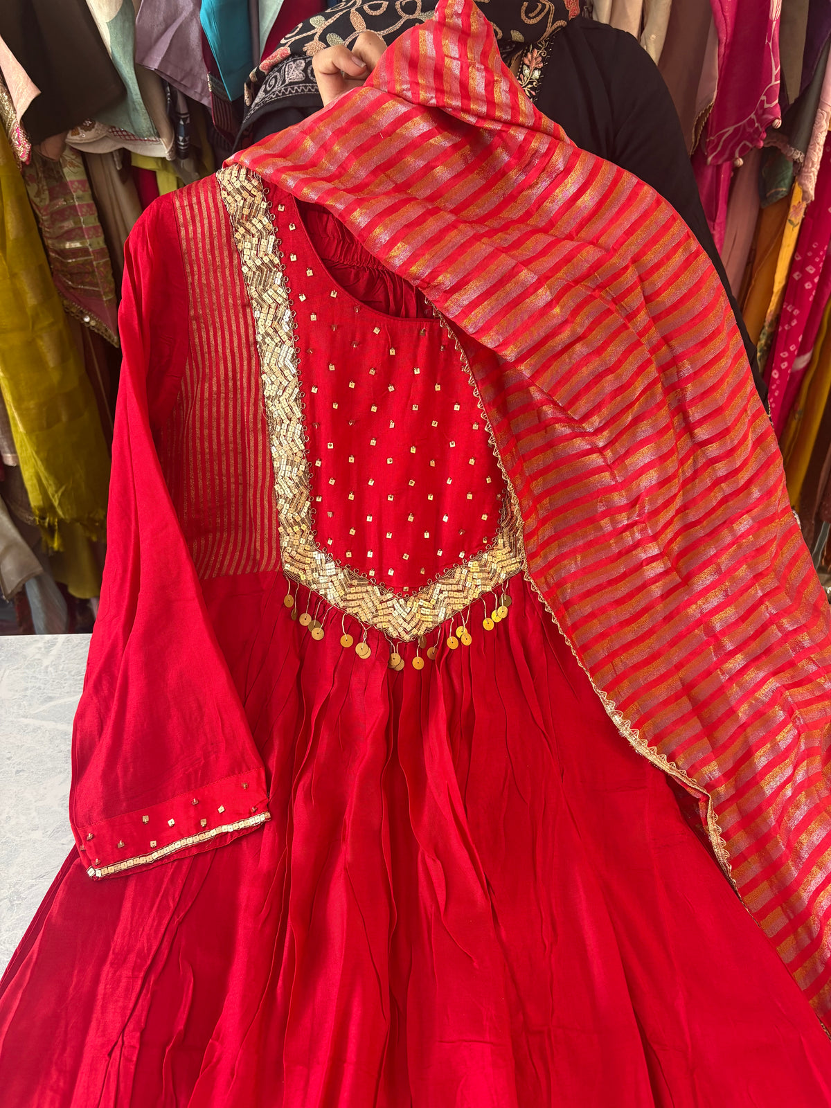 Pure Dola Silk Handwork Suits For Karwachauth
