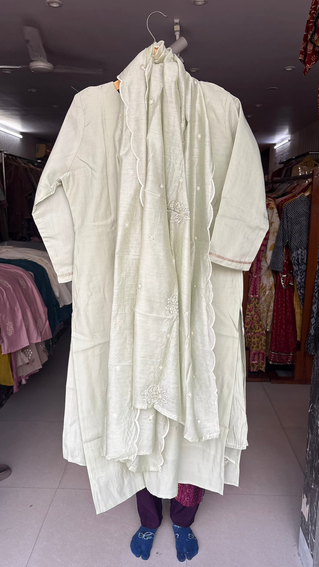 Mal Chanderi Straight Suits With Embroidery and Handwork