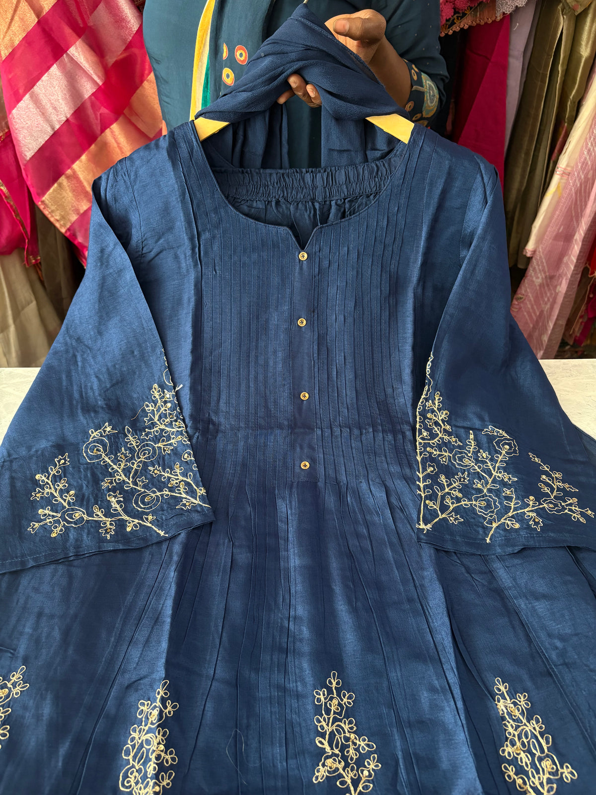 Dola Silk Fabric Aline Anarkali Suits