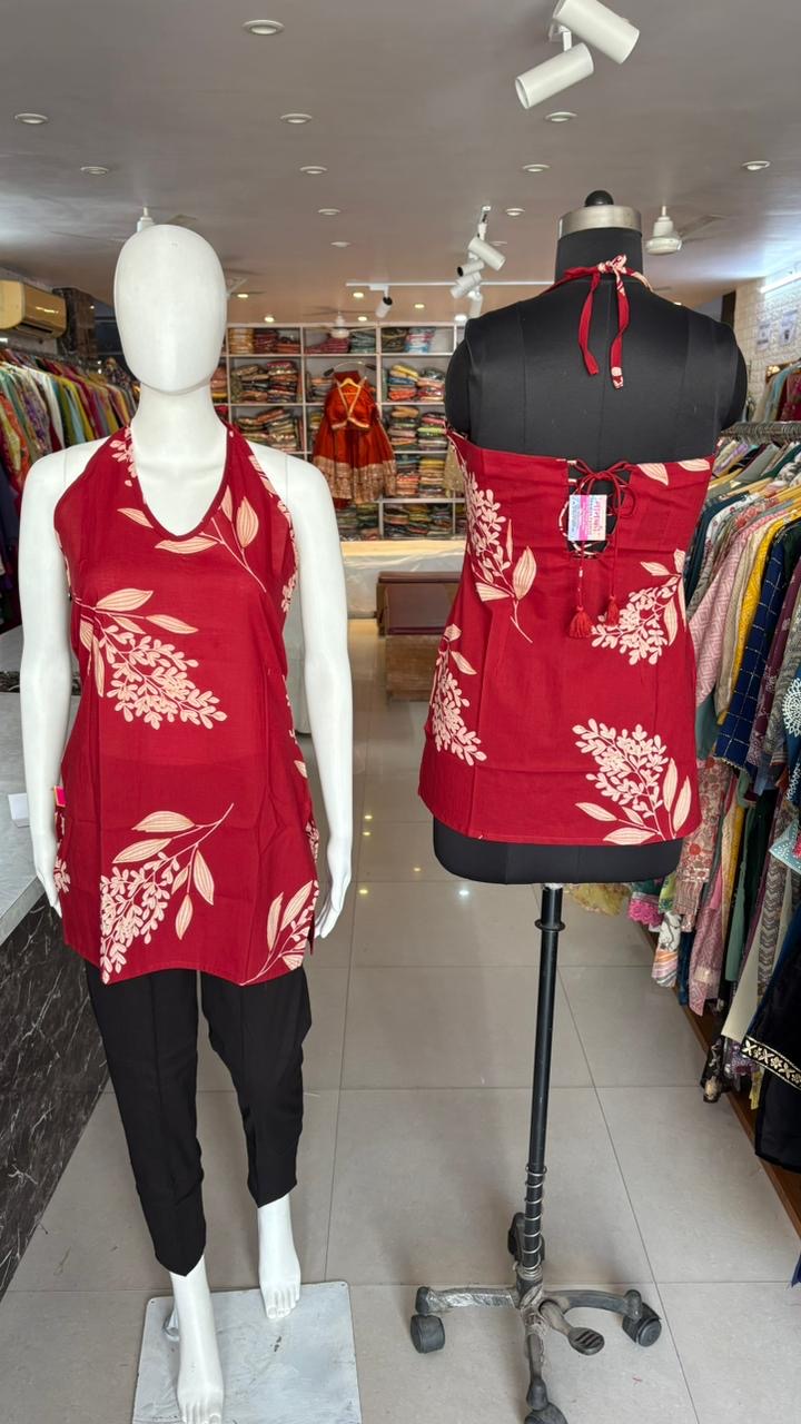 Halter neck Short Cotton Kurti