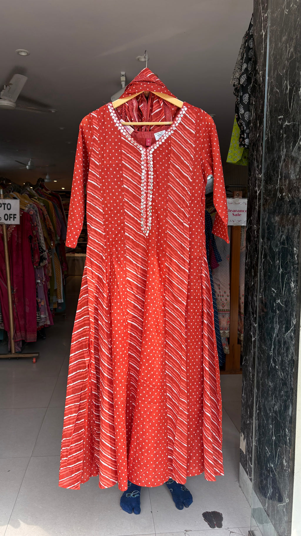 Leheriya Malmal Cotton Anarkali Suits