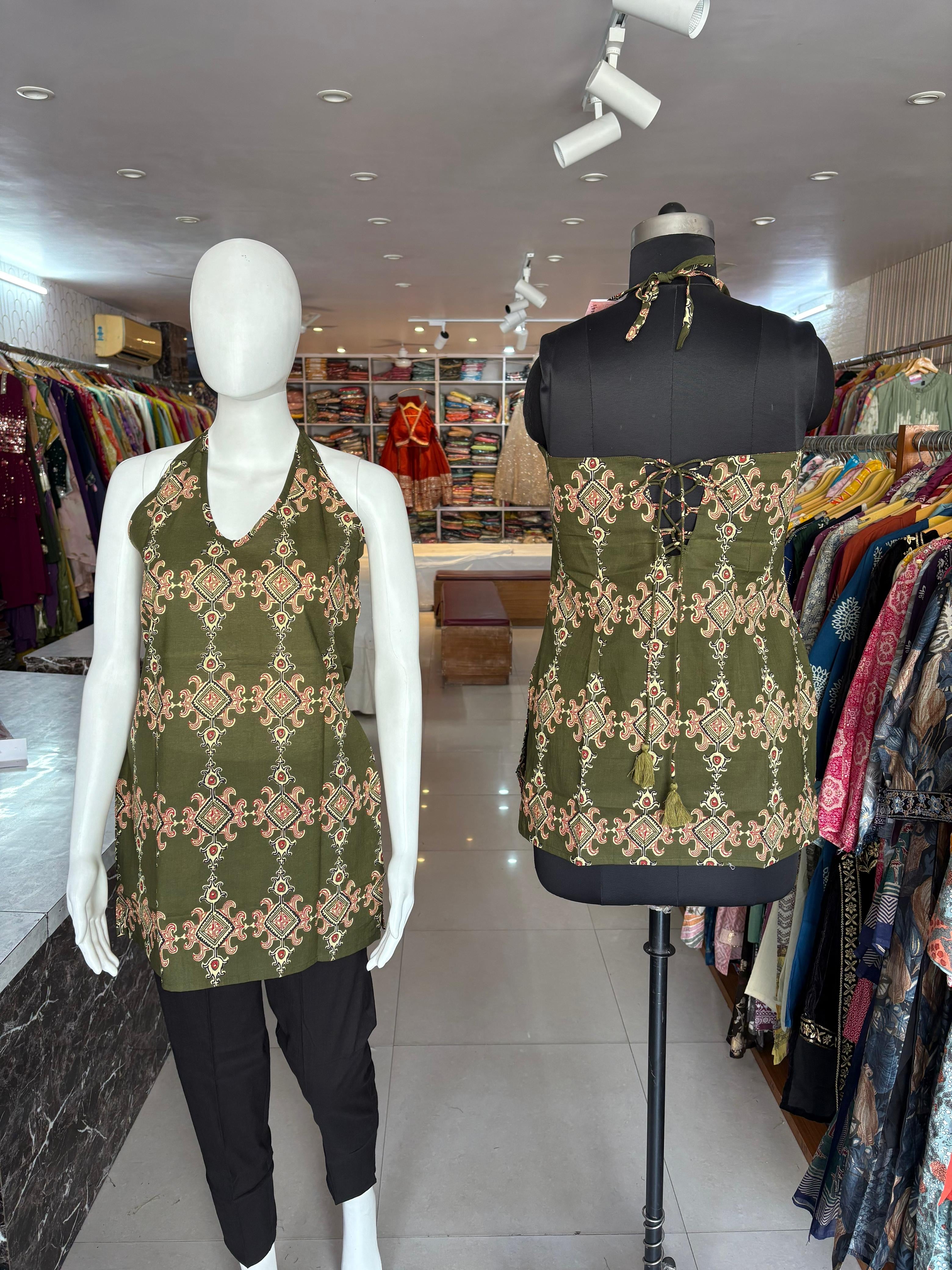 Halter neck Short Cotton Kurti