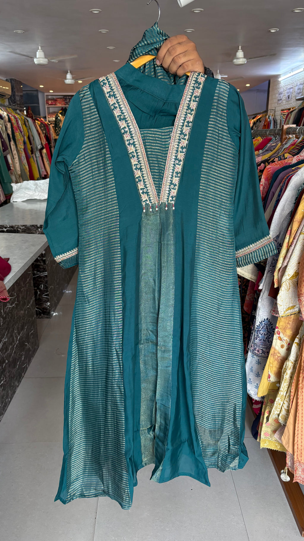 Mal Chanderi Party Wear Anarkali Suits