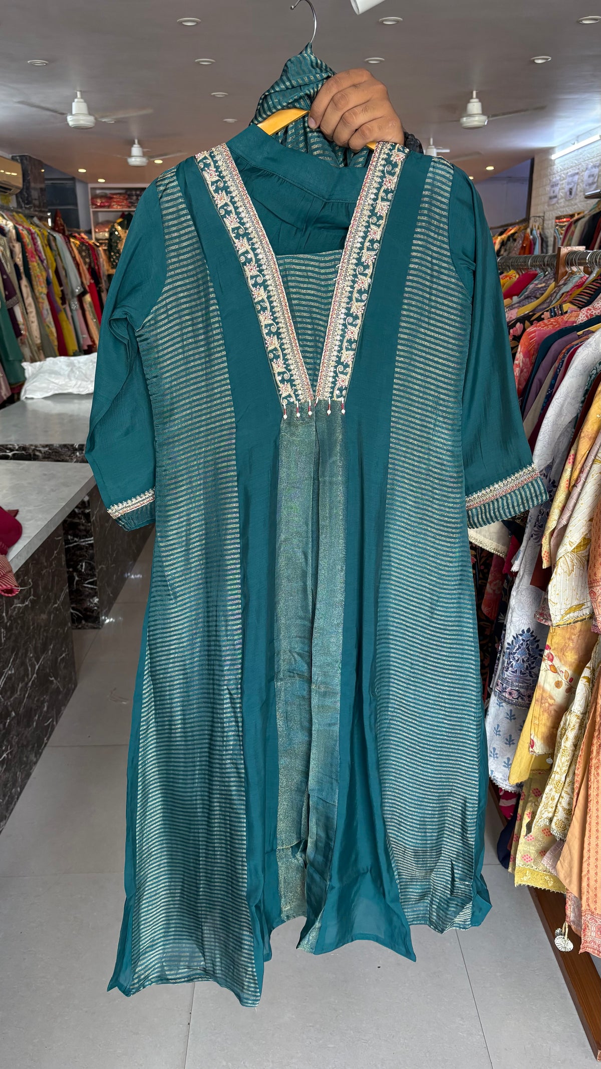 Mal Chanderi Party Wear Anarkali Suits
