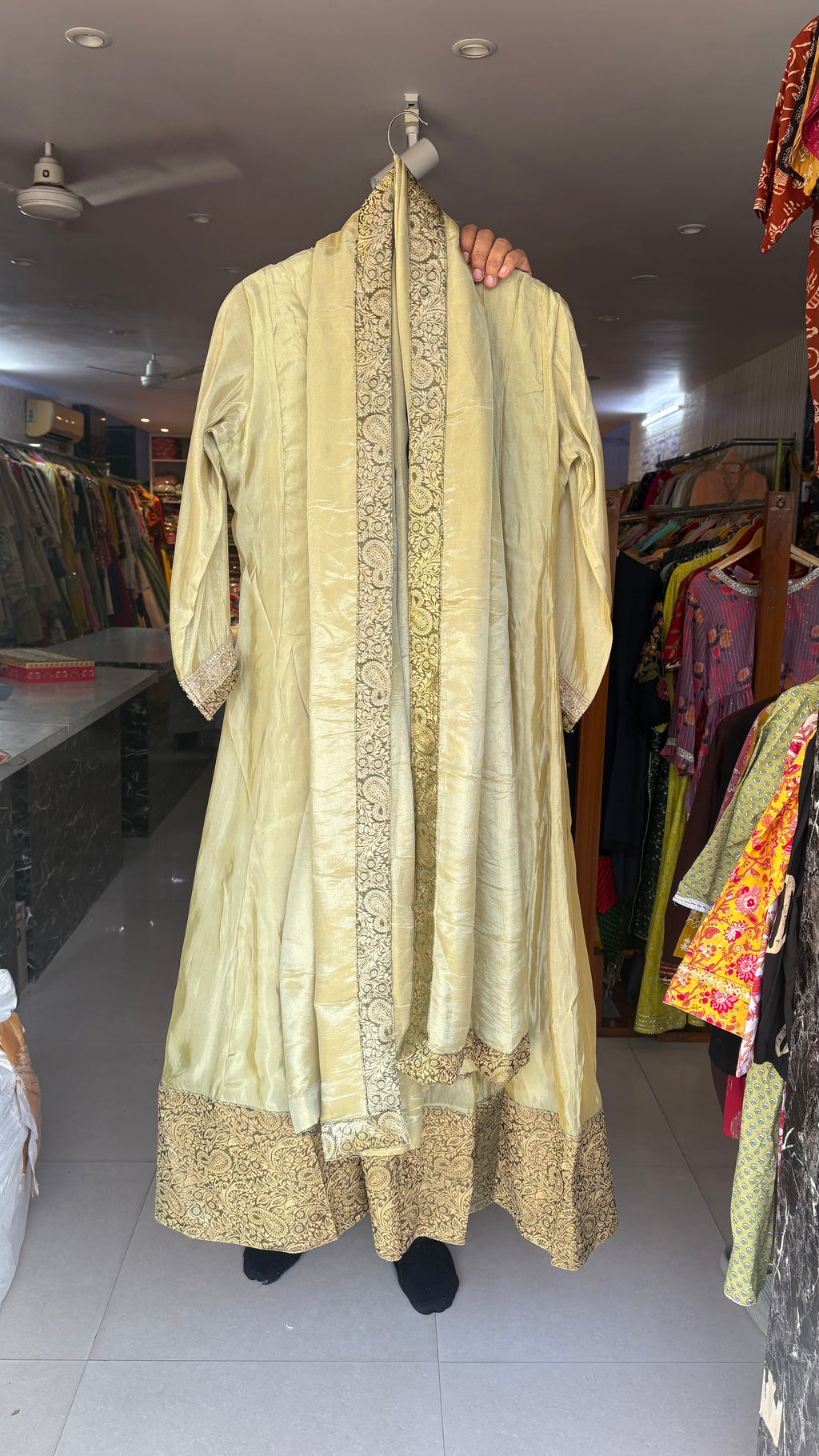 Shimmer Silk Heavy Anarkali Suits With Beautiful Neckwork