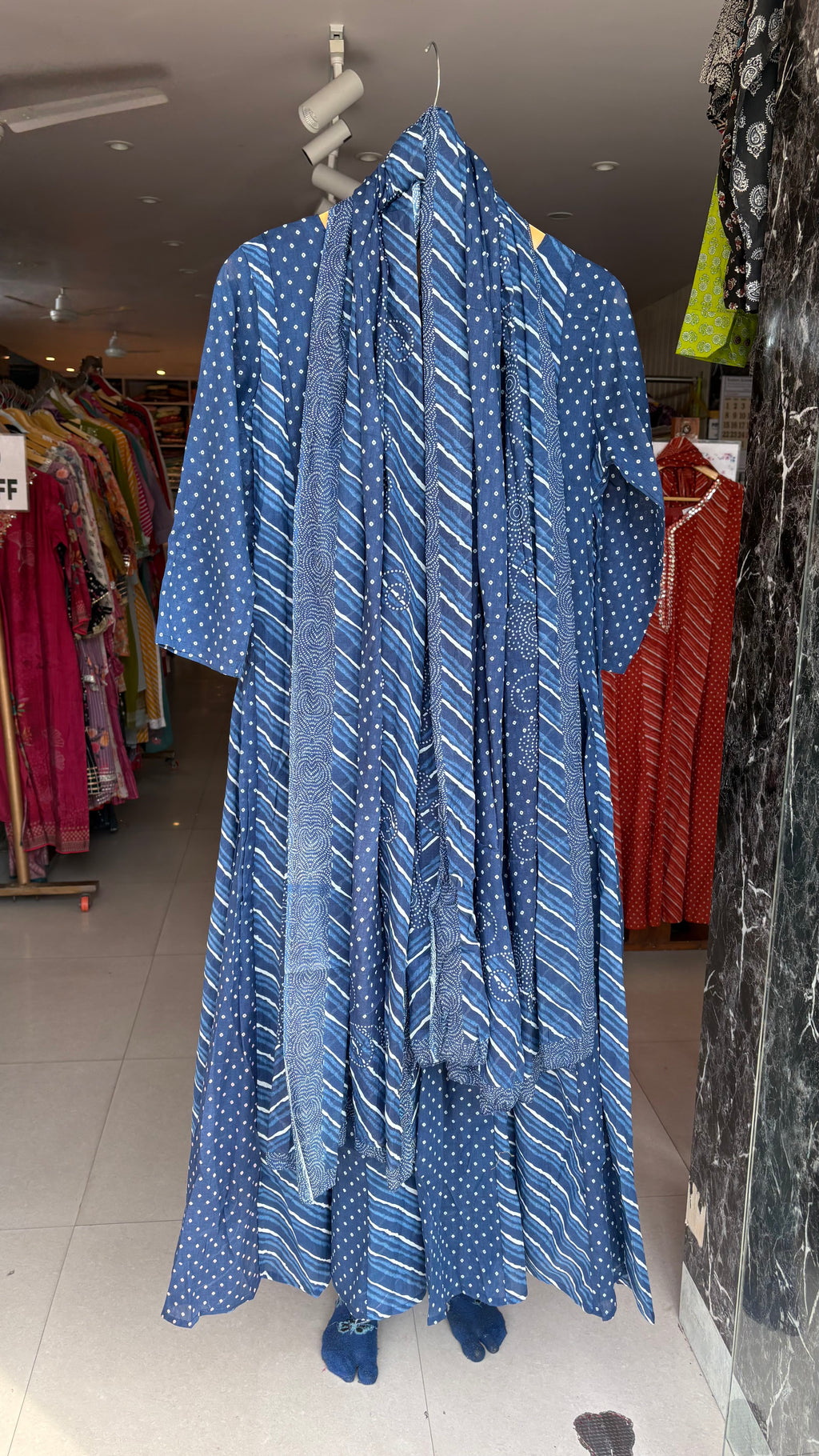 Leheriya Malmal Anarkali Suit