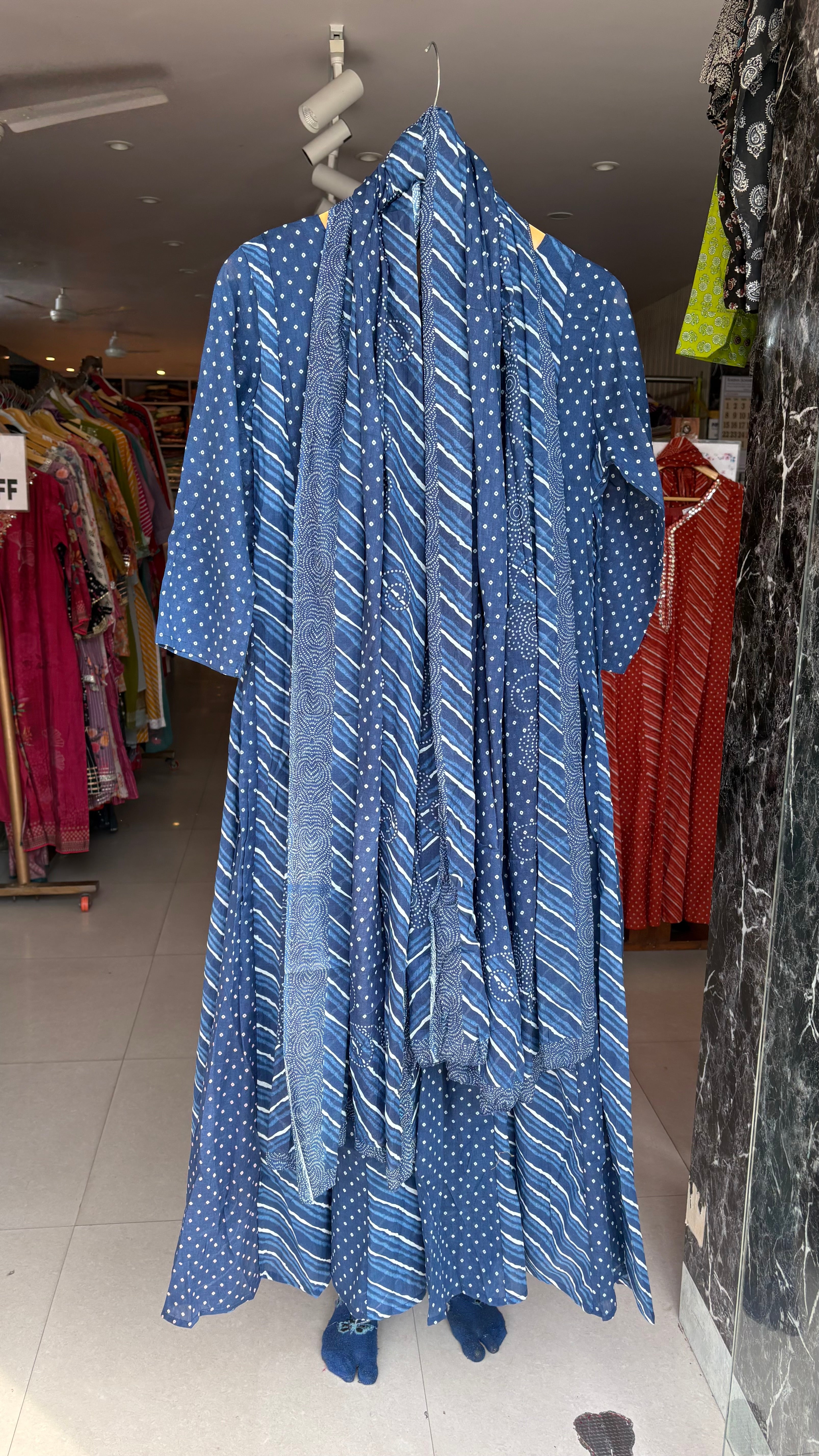 Leheriya Malmal Anarkali Suit