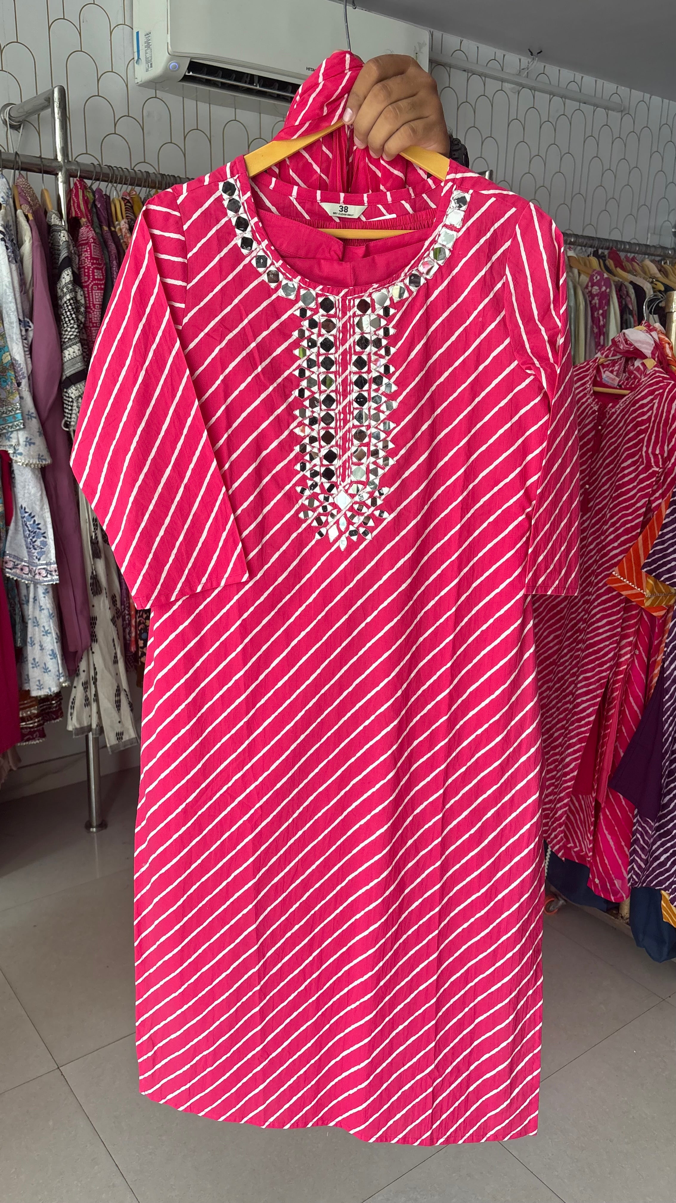 Pure Cotton Leheriya 3pcs suit