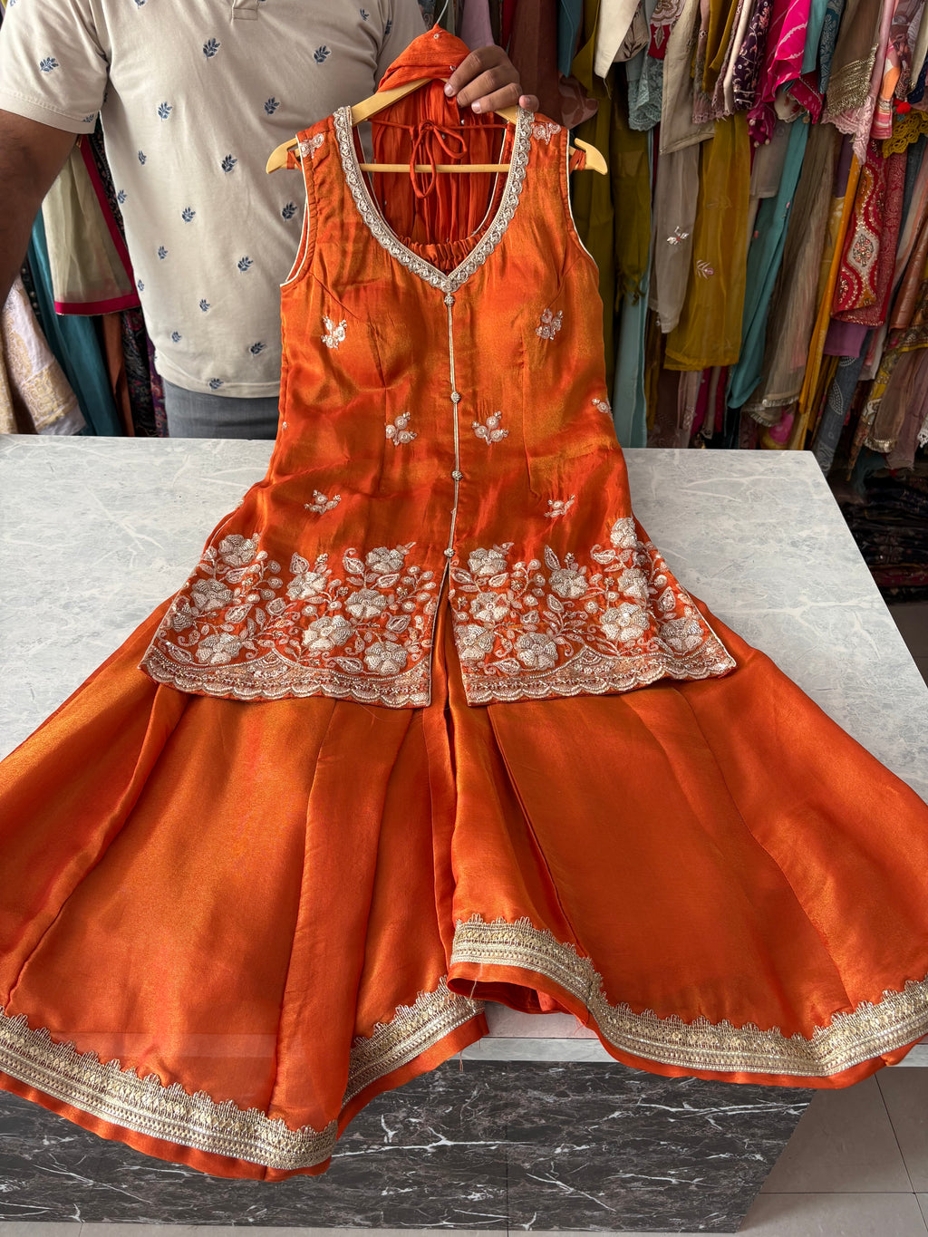 Shimmer Silk Handwork Plazzo Suits