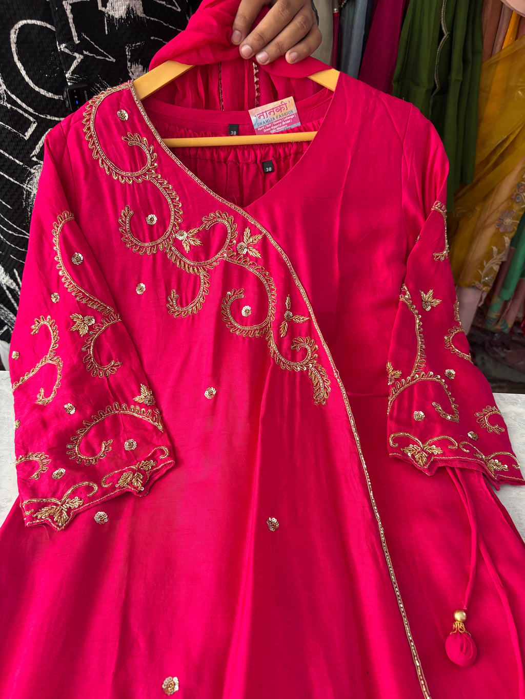 Pure Dola Silk Heavy Anarkali Suits In Angrakha Style