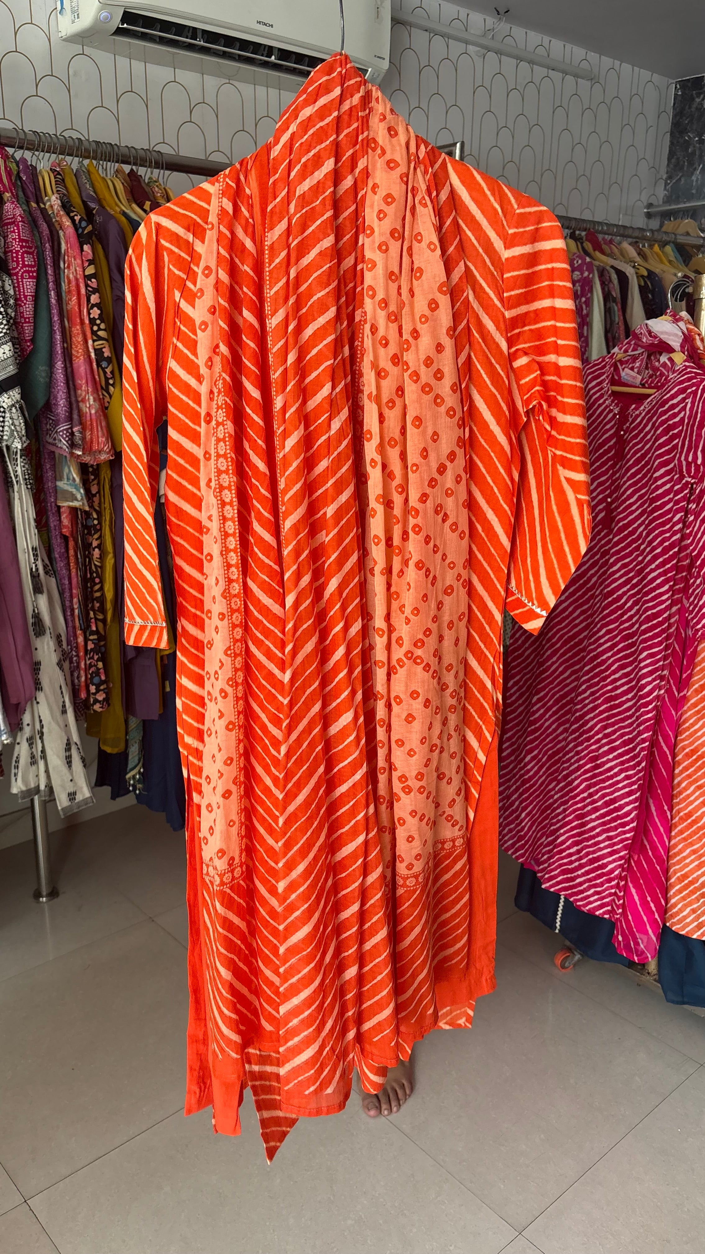 Pure Cotton Leheriya 3pcs suit