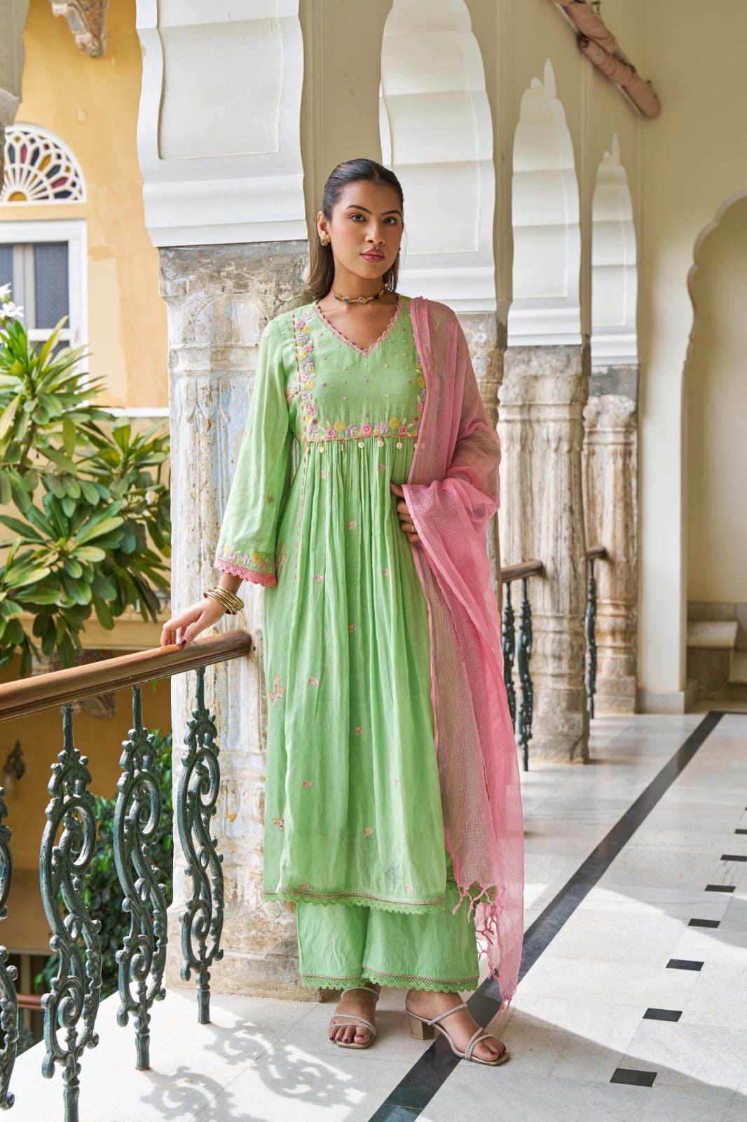 Pure Malmal Anarkali 3pcs suit