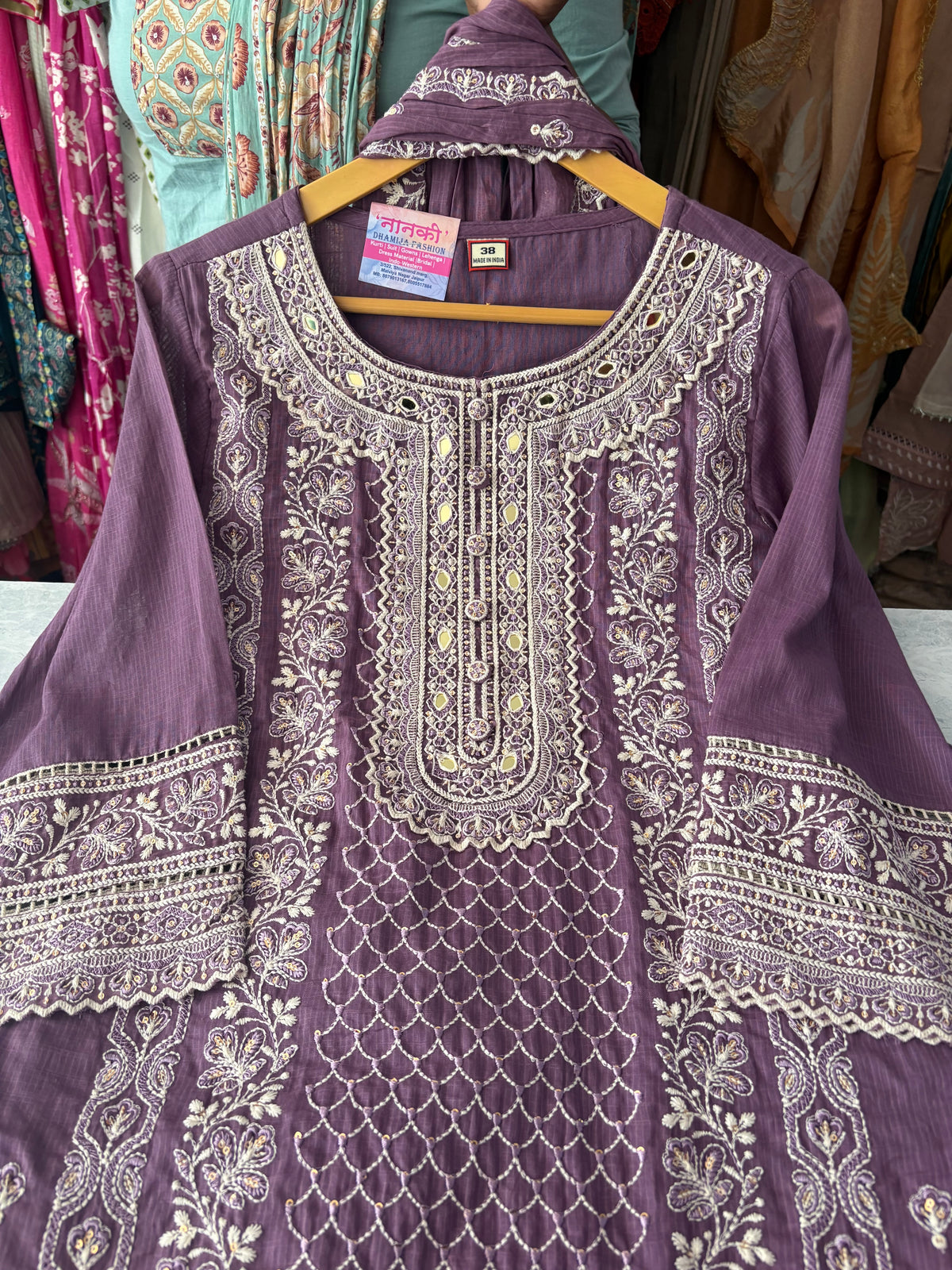 Cotton Dobhi Heavy Embroidery Party Wear Suits