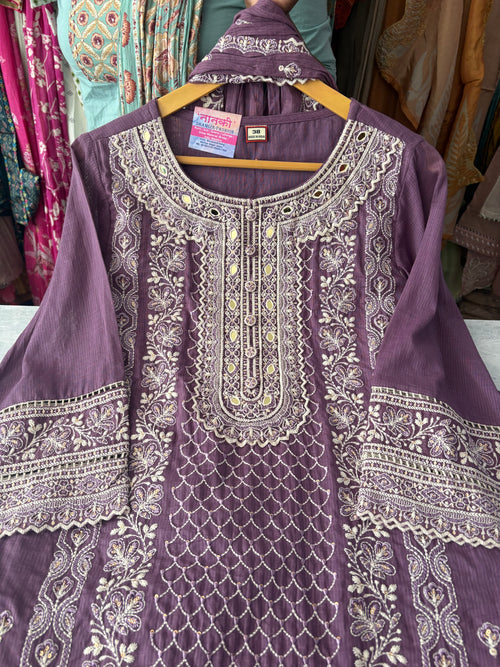 Cotton Dobhi Heavy Embroidery Party Wear Suits