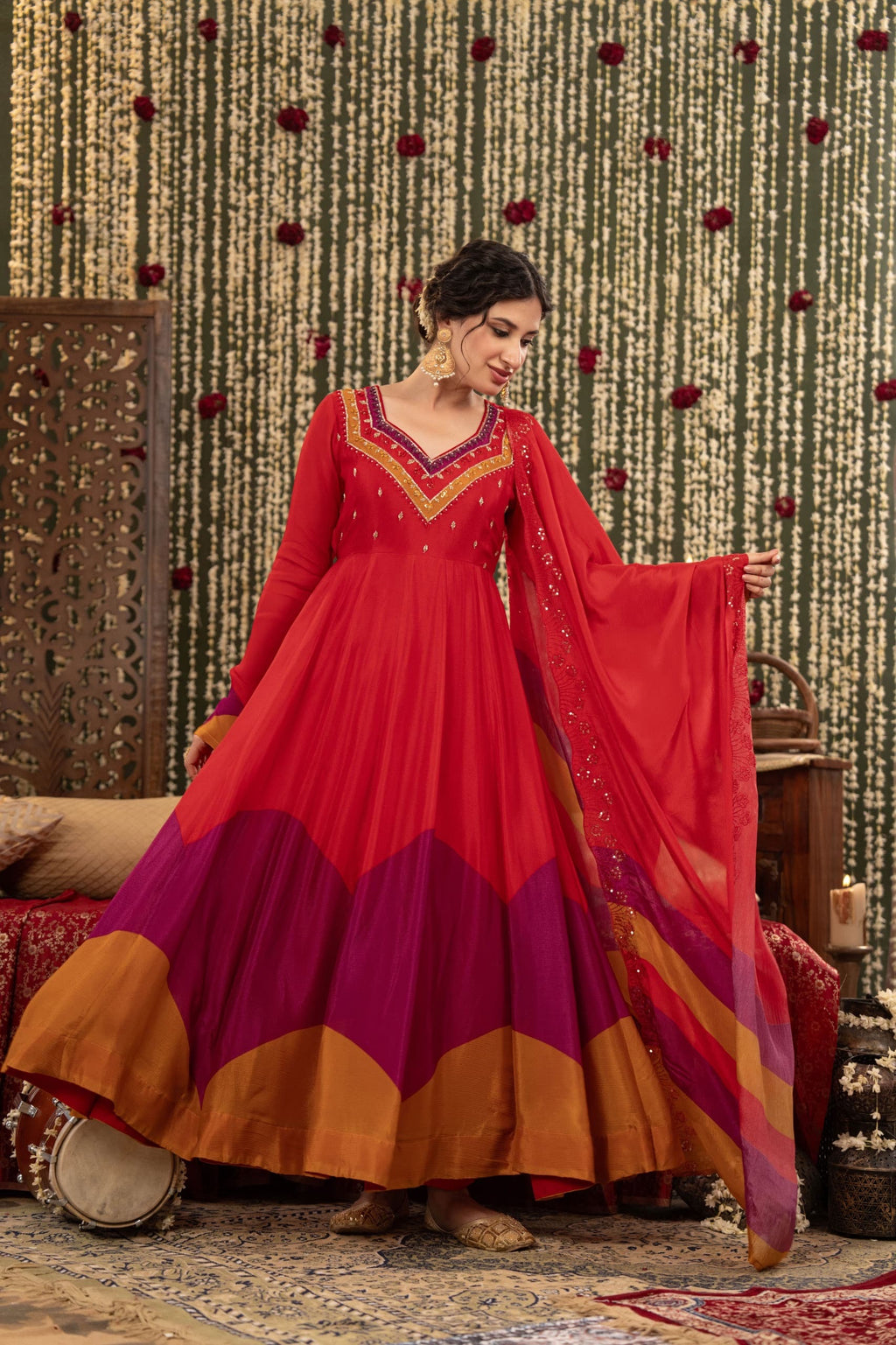 Pure Chinon Designer Handwork Anarkali Suits