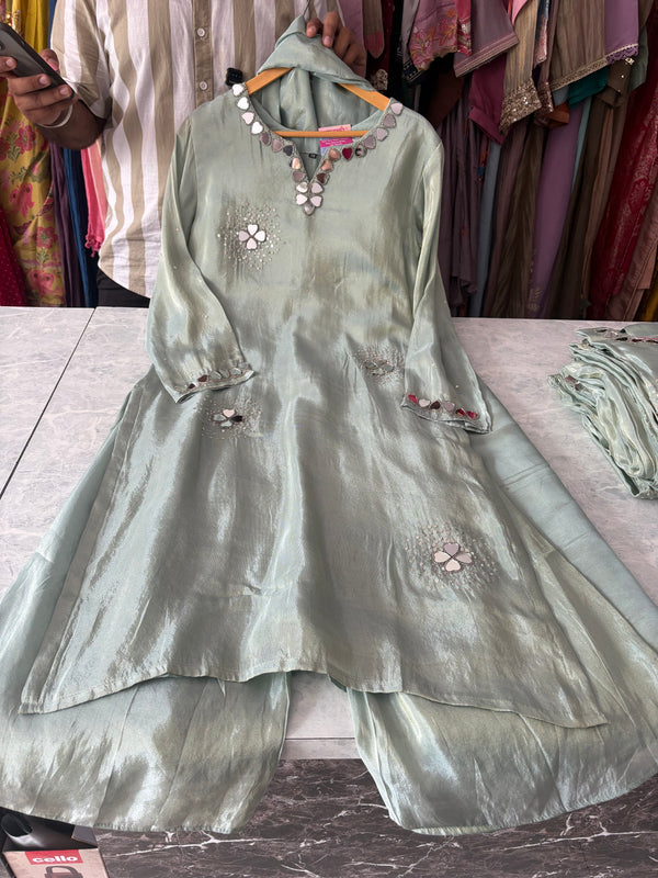 Shimmer Silk Plazzo Suits