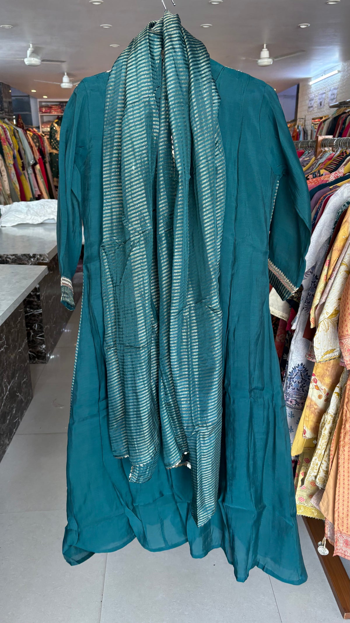 Mal Chanderi Party Wear Anarkali Suits