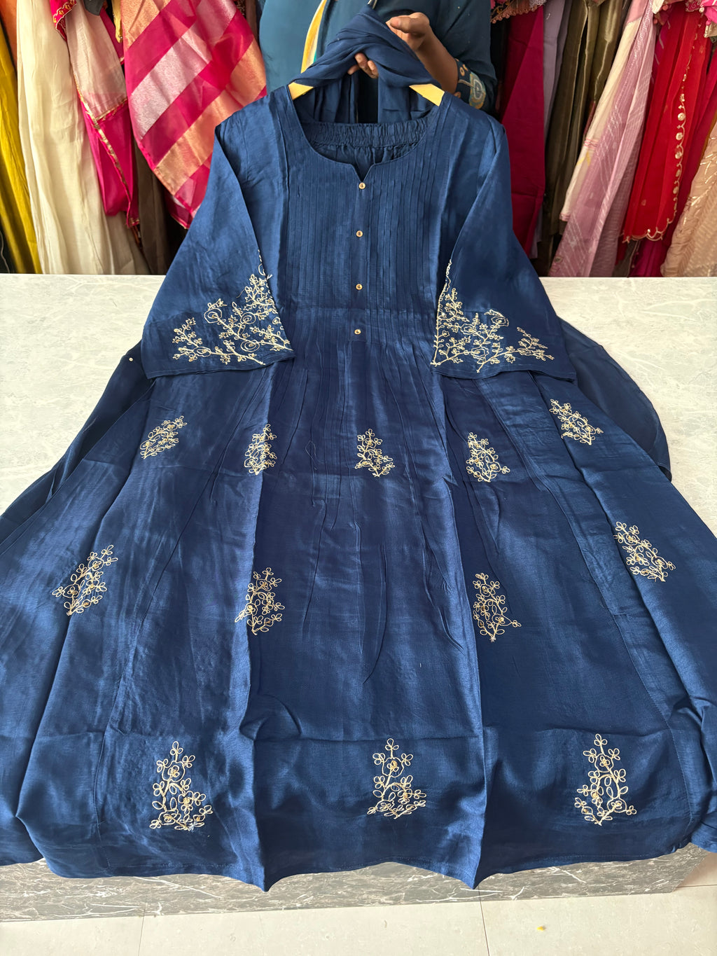 Dola Silk Fabric Aline Anarkali Suits