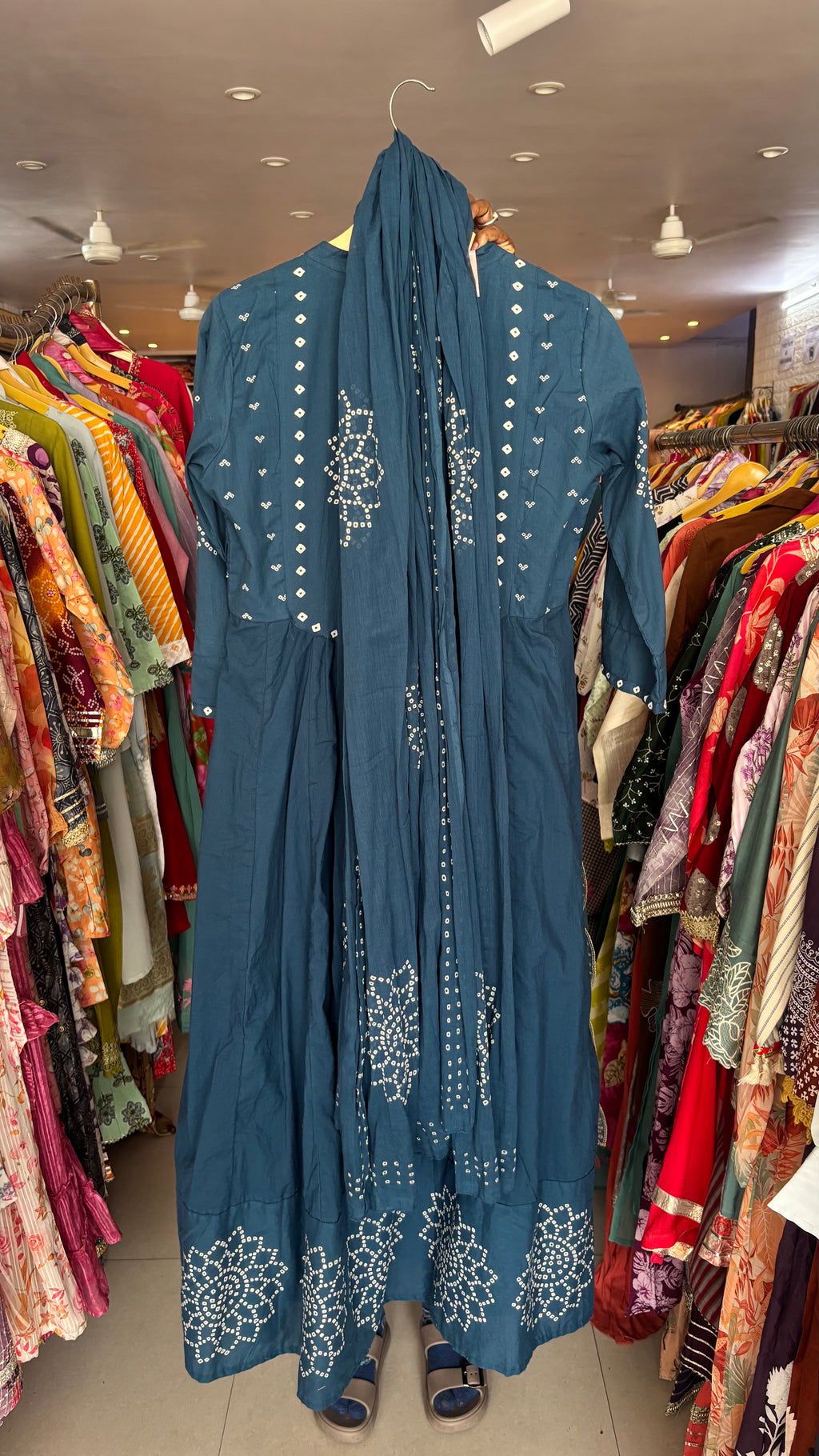 Bhandej Pure cotton Anarkali 3pcs suit