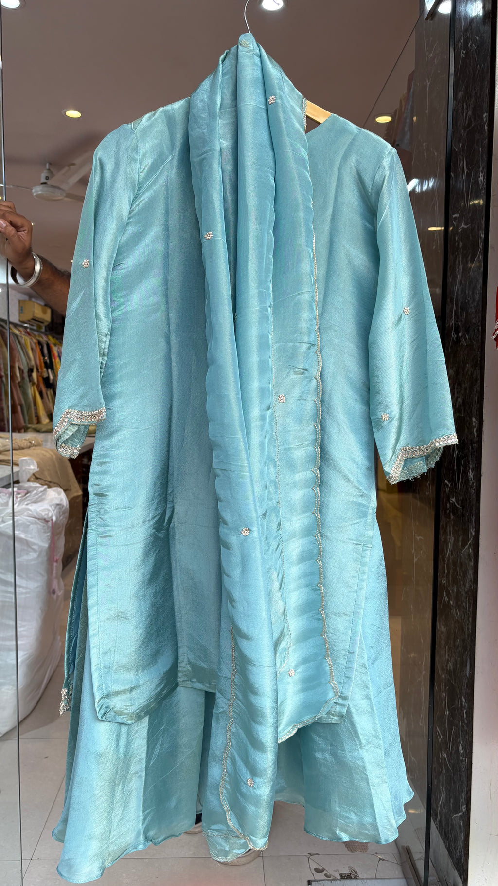 Shimmer Silk Plazzo Suit
