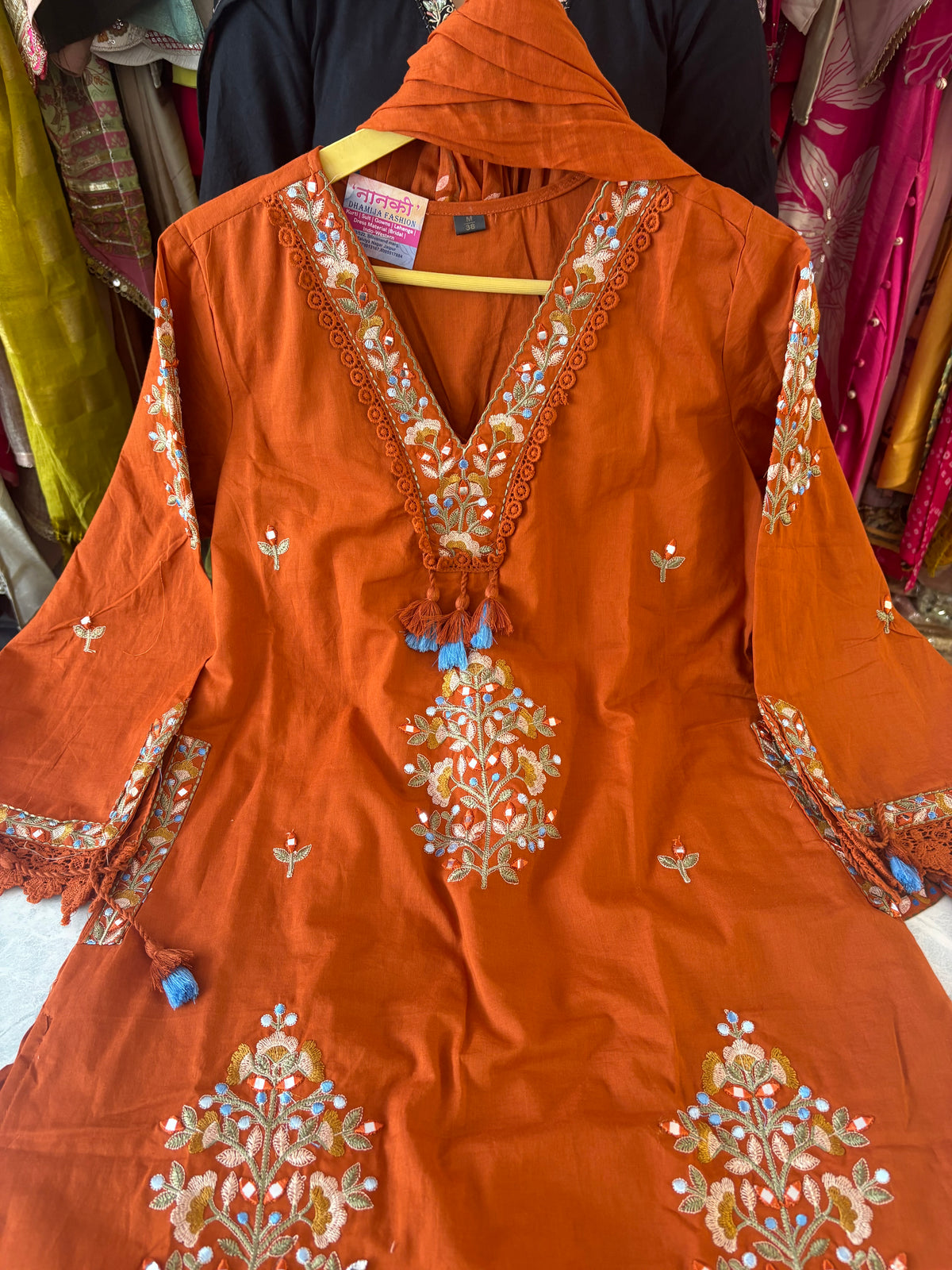 Pure Cotton Stitched Suits With Beautiful Embroidery Work